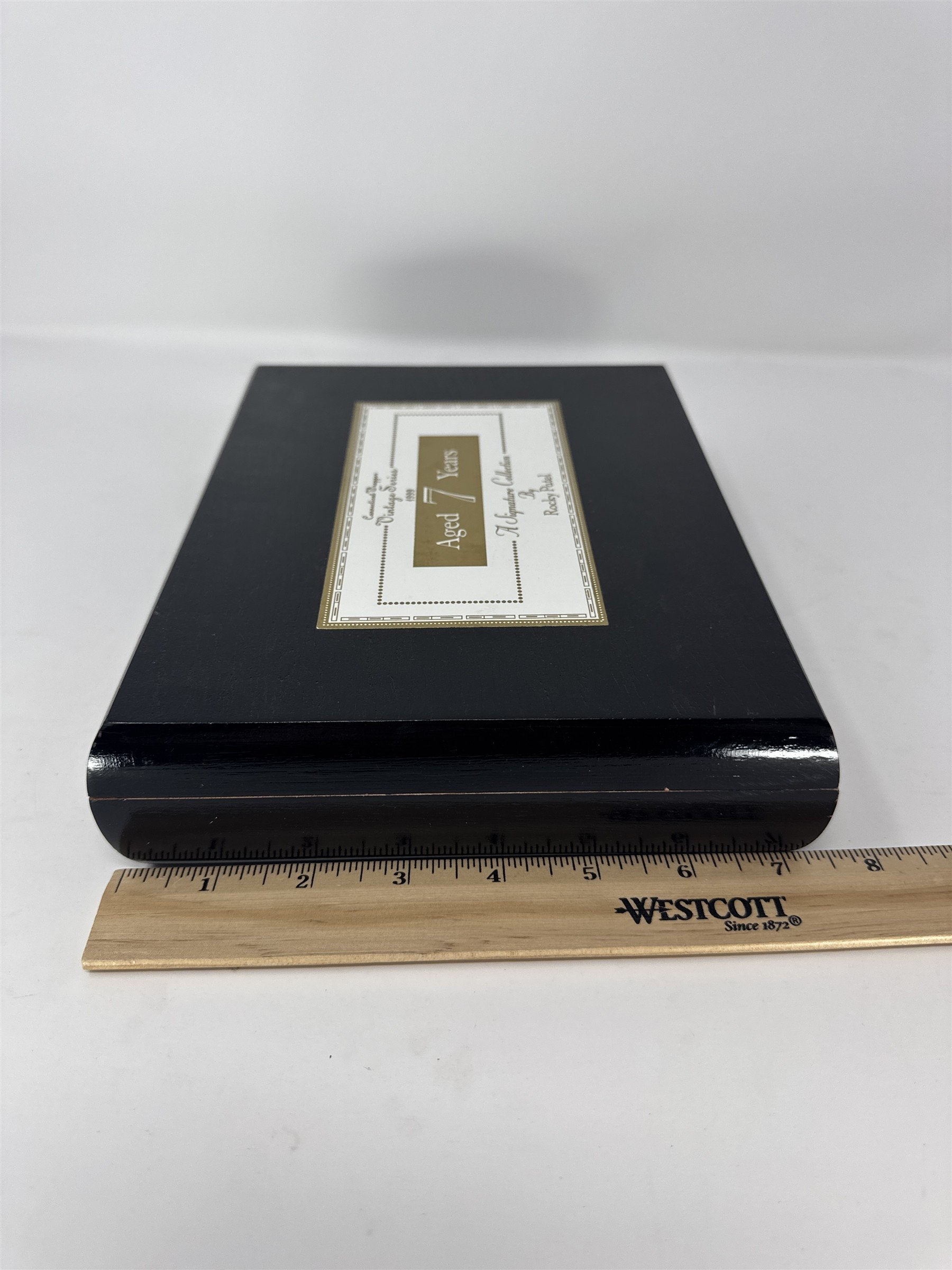 Rocky Patel Vintage Aged 7 Years Cigar Box Empty Black Wood Torpedo Series 1999
