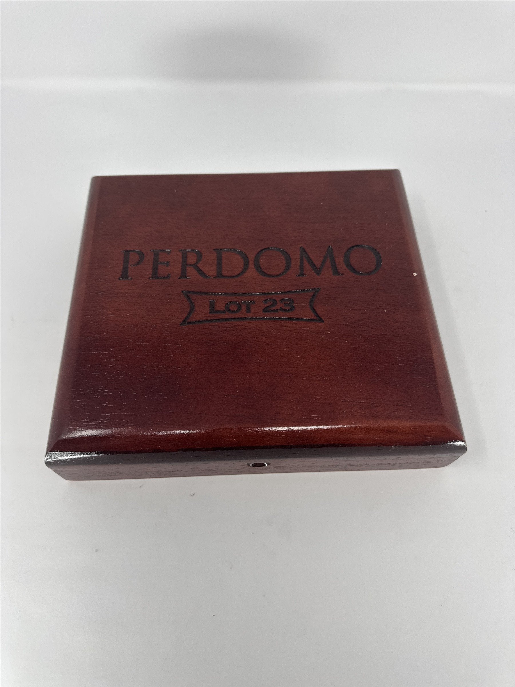 Perdomo Lot 23 Churchill Empty Wood Cigar Box Cherry Finish Storage Case Craft