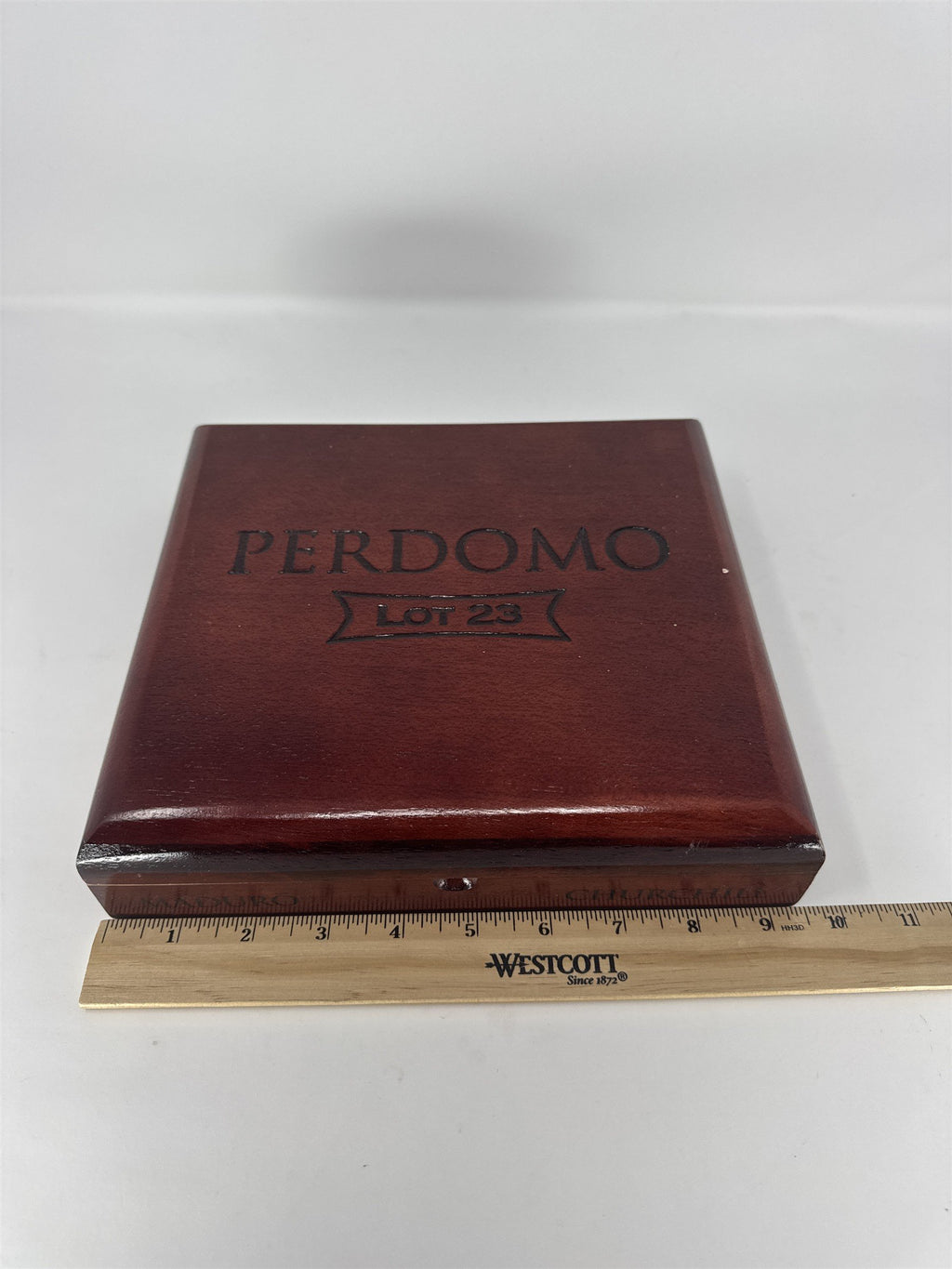 Perdomo Lot 23 Churchill Empty Wood Cigar Box Cherry Finish Storage Case Craft
