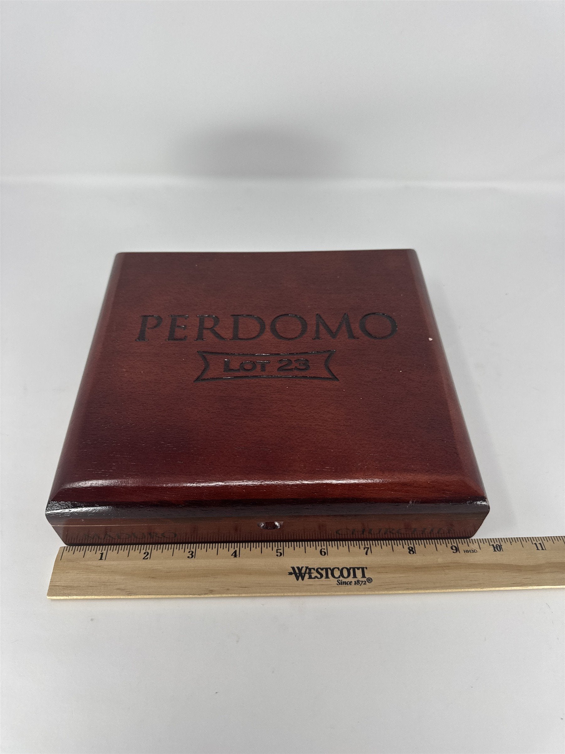 Perdomo Lot 23 Churchill Empty Wood Cigar Box Cherry Finish Storage Case Craft