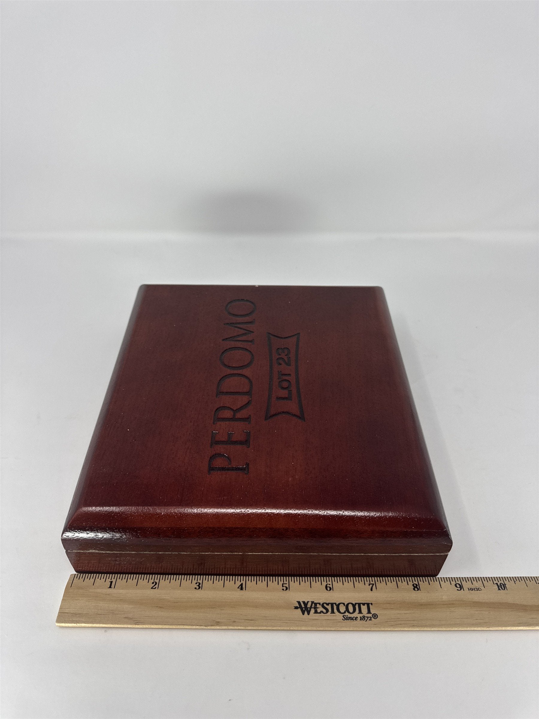 Perdomo Lot 23 Churchill Empty Wood Cigar Box Cherry Finish Storage Case Craft