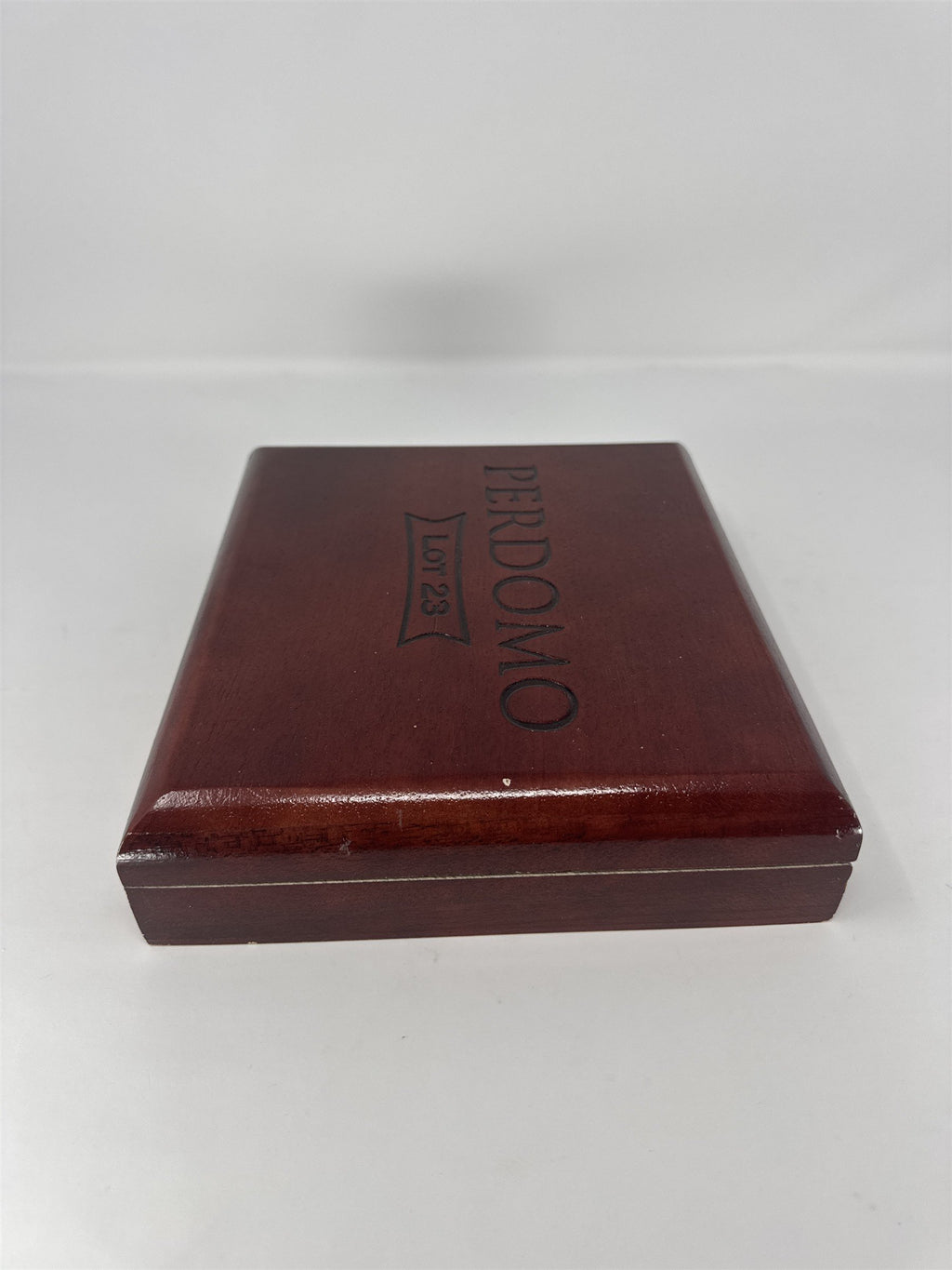 Perdomo Lot 23 Churchill Empty Wood Cigar Box Cherry Finish Storage Case Craft