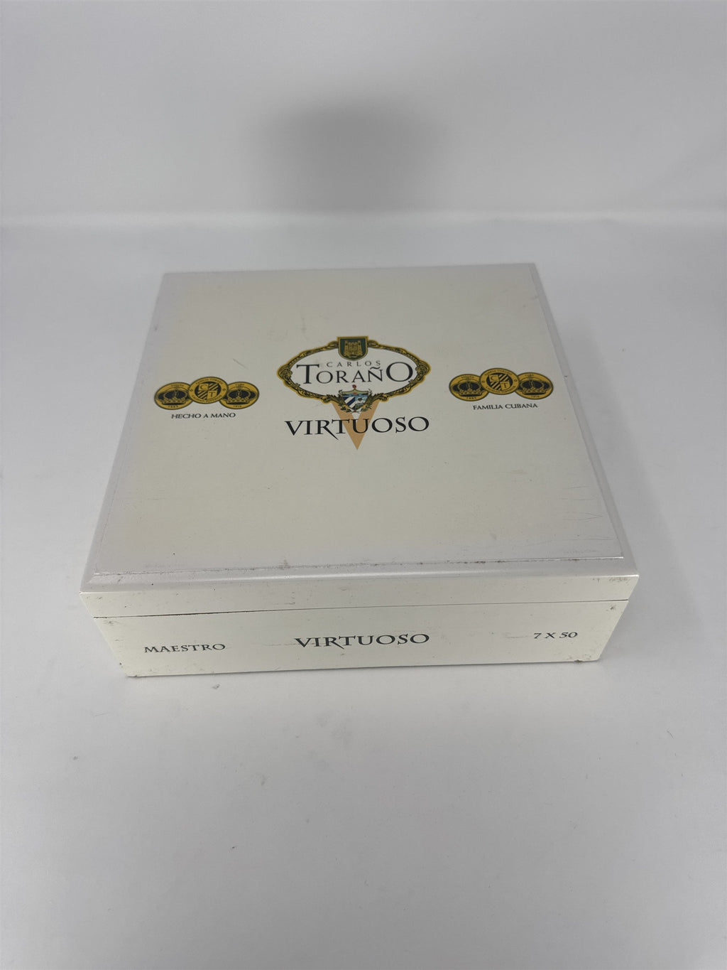 Carlos Torano Virtuoso Maestro Empty Cigar Box White Wood Lacquer Storage Craft