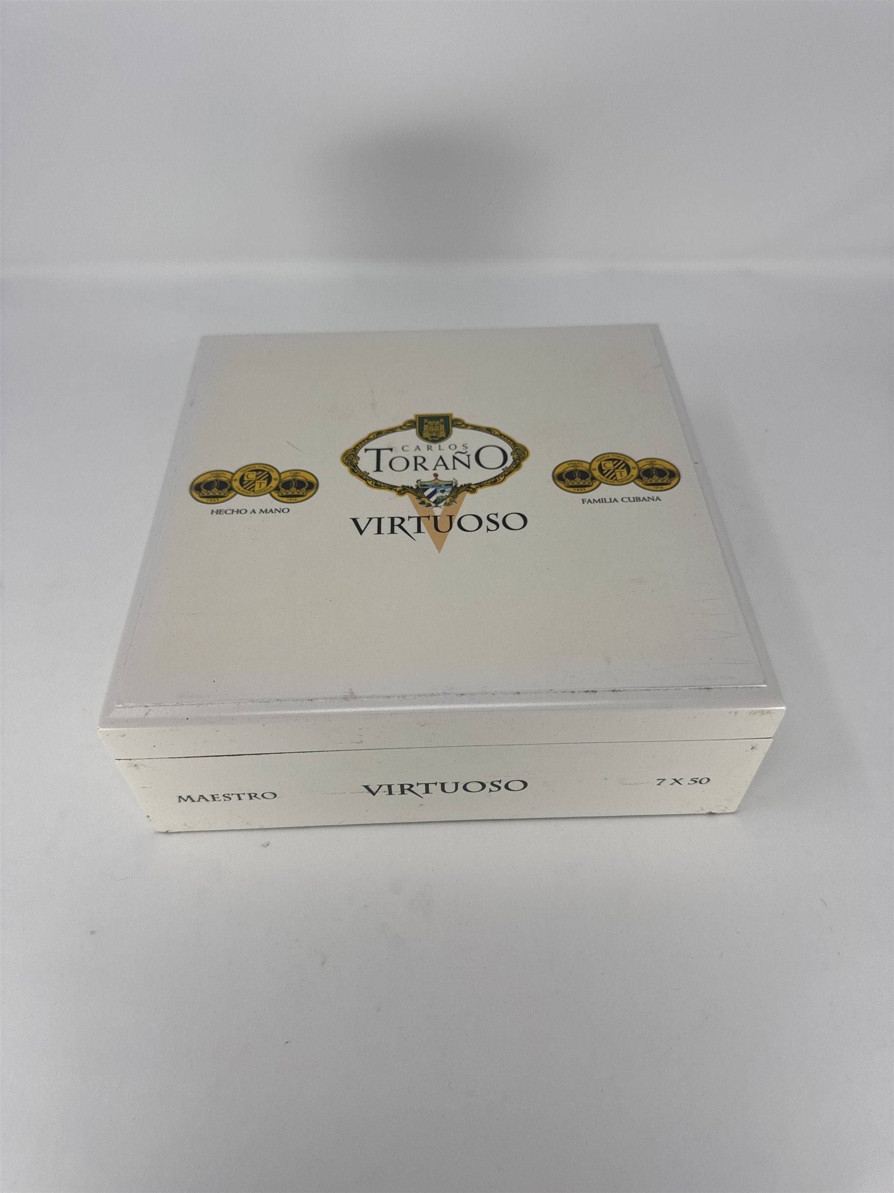 Carlos Torano Virtuoso Maestro Empty Cigar Box White Wood Lacquer Storage Craft