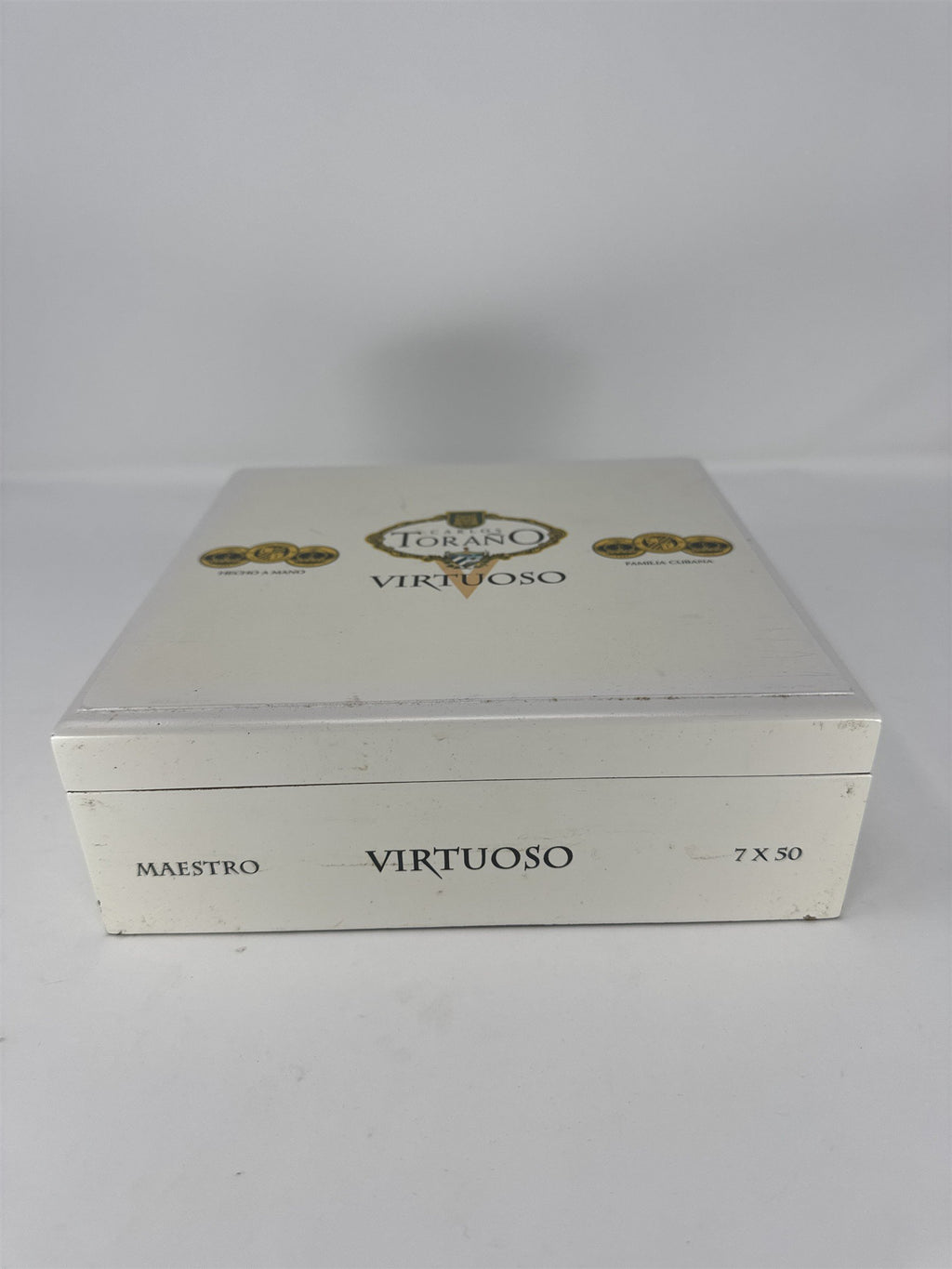 Carlos Torano Virtuoso Maestro Empty Cigar Box White Wood Lacquer Storage Craft