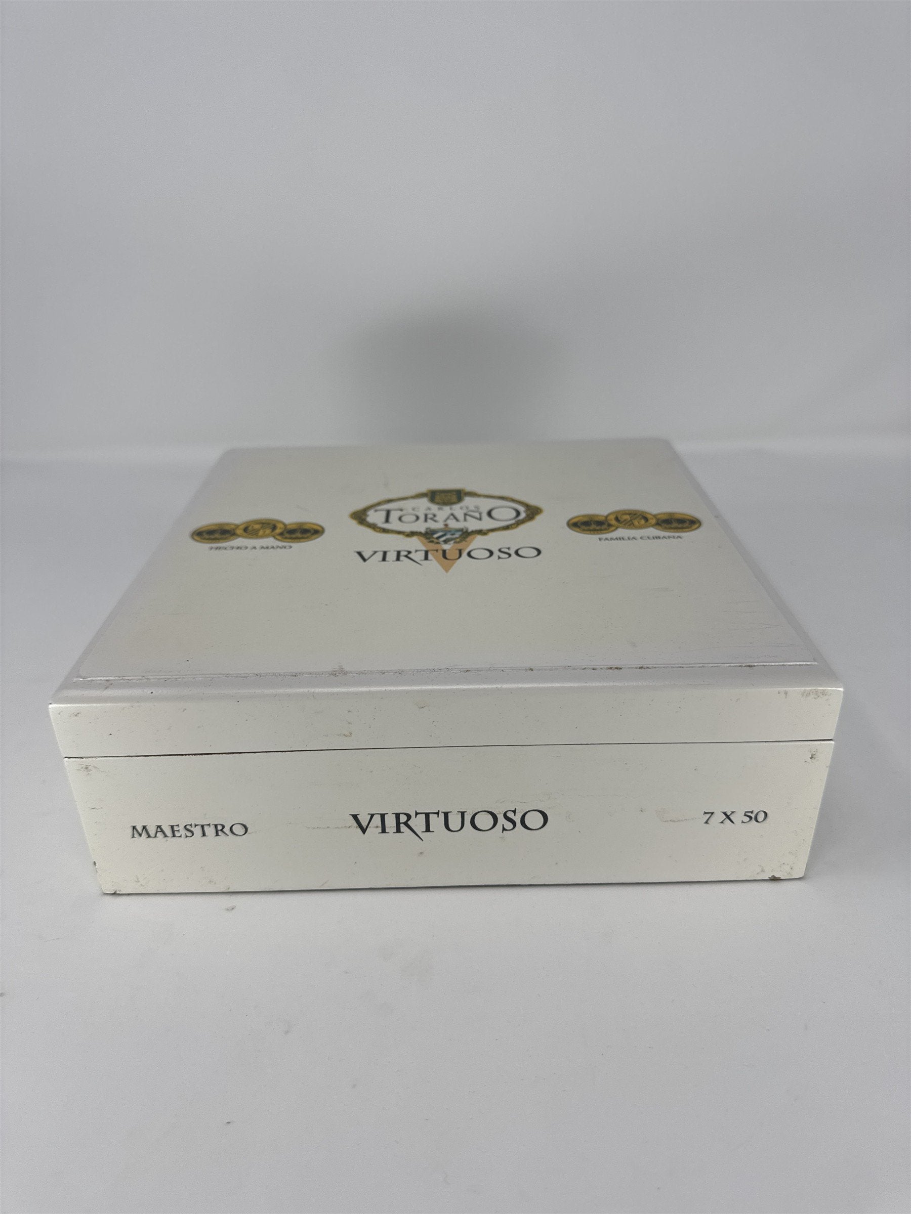Carlos Torano Virtuoso Maestro Empty Cigar Box White Wood Lacquer Storage Craft