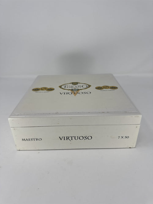 Carlos Torano Virtuoso Maestro Empty Cigar Box White Wood Lacquer Storage Craft