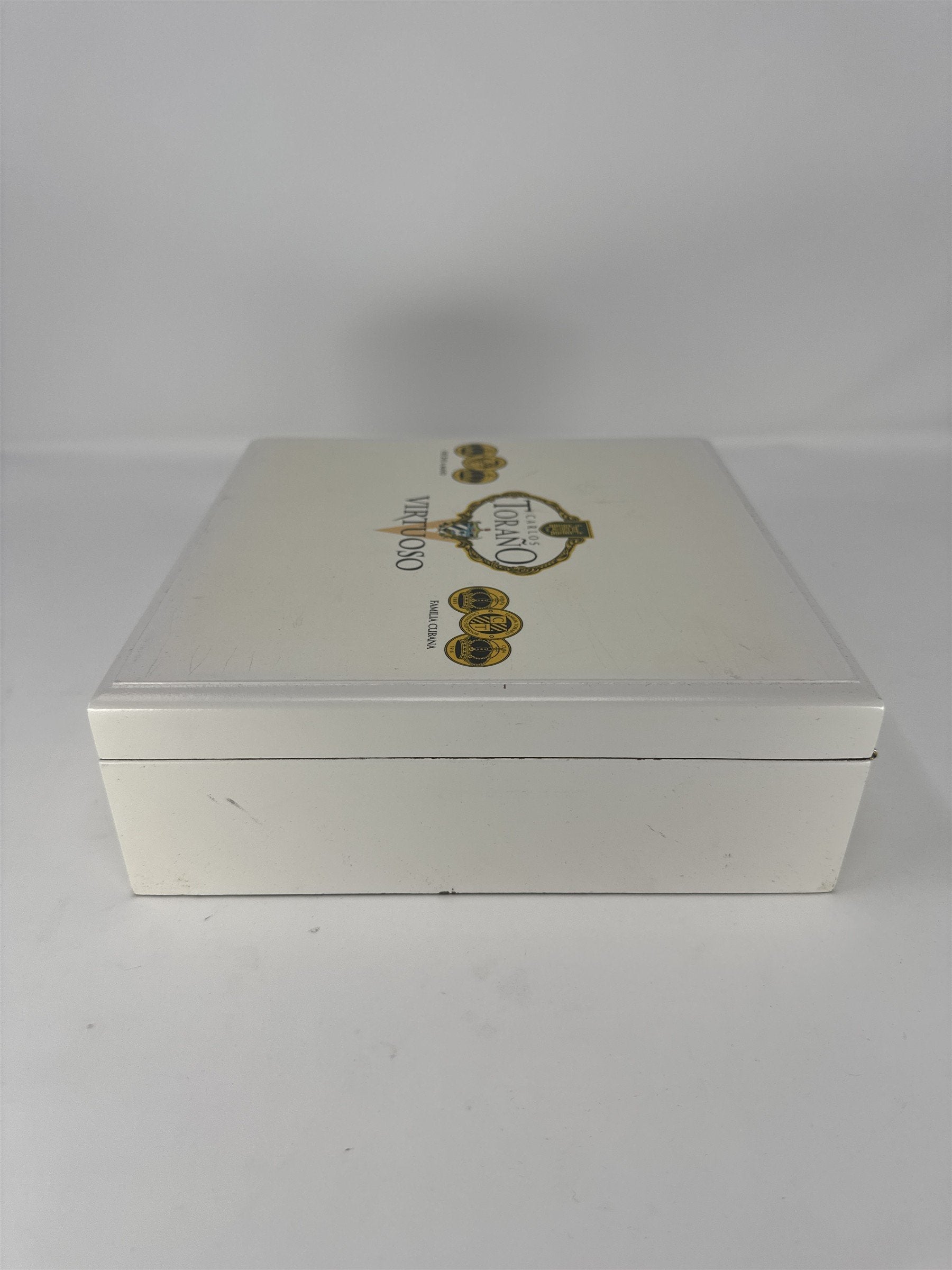 Carlos Torano Virtuoso Maestro Empty Cigar Box White Wood Lacquer Storage Craft