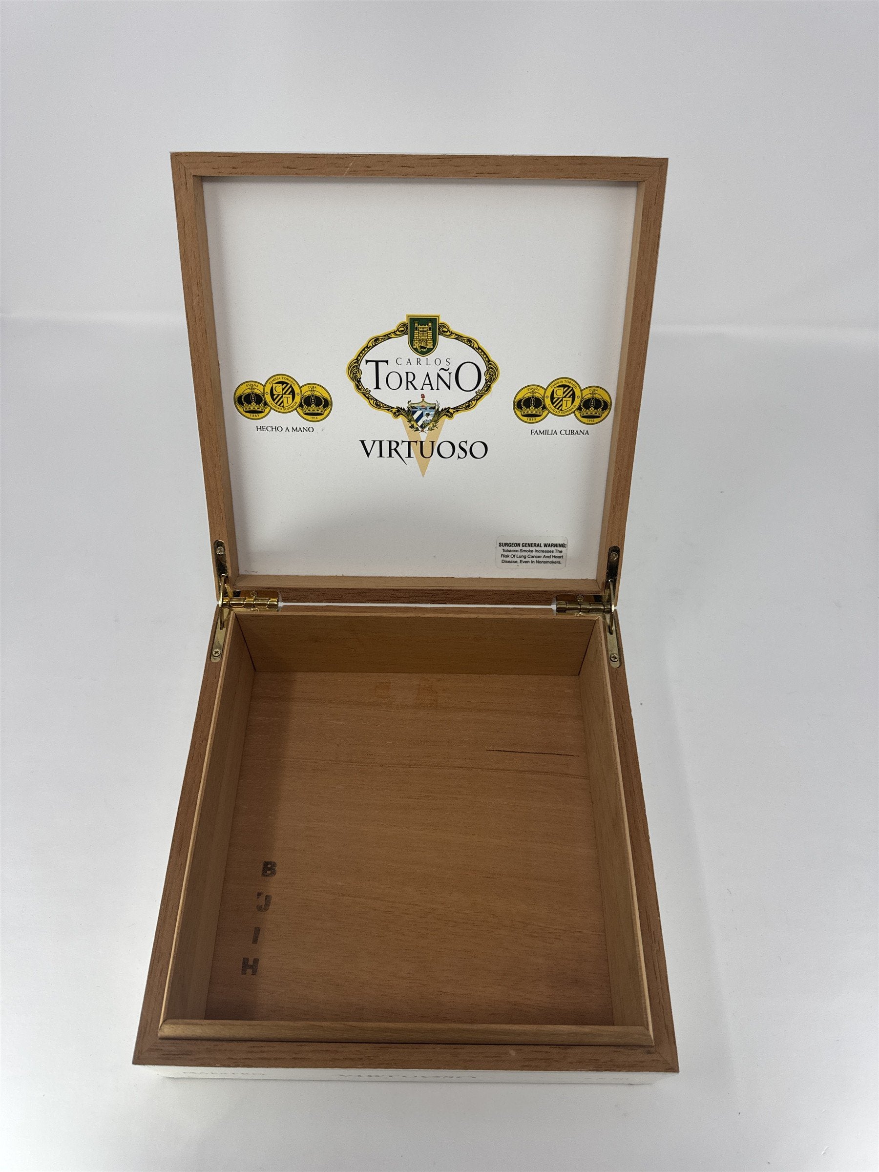Carlos Torano Virtuoso Maestro Empty Cigar Box White Wood Lacquer Storage Craft