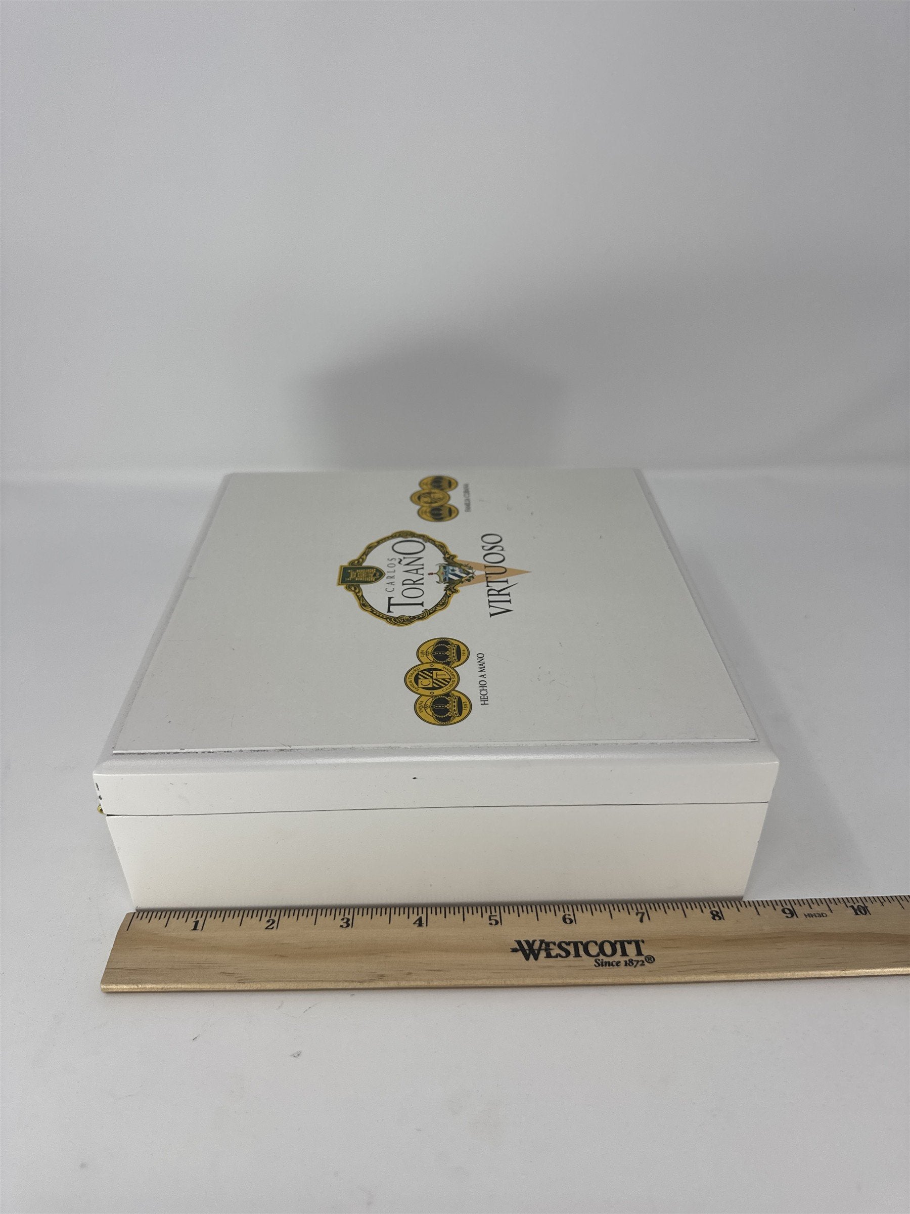 Carlos Torano Virtuoso Empty Wood Cigar Box Maestro White Hand Made Honduras