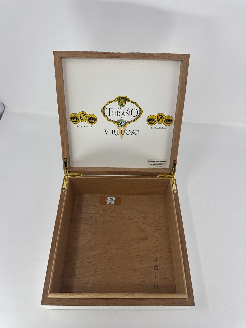 Carlos Torano Virtuoso Empty Wood Cigar Box Maestro White Hand Made Honduras