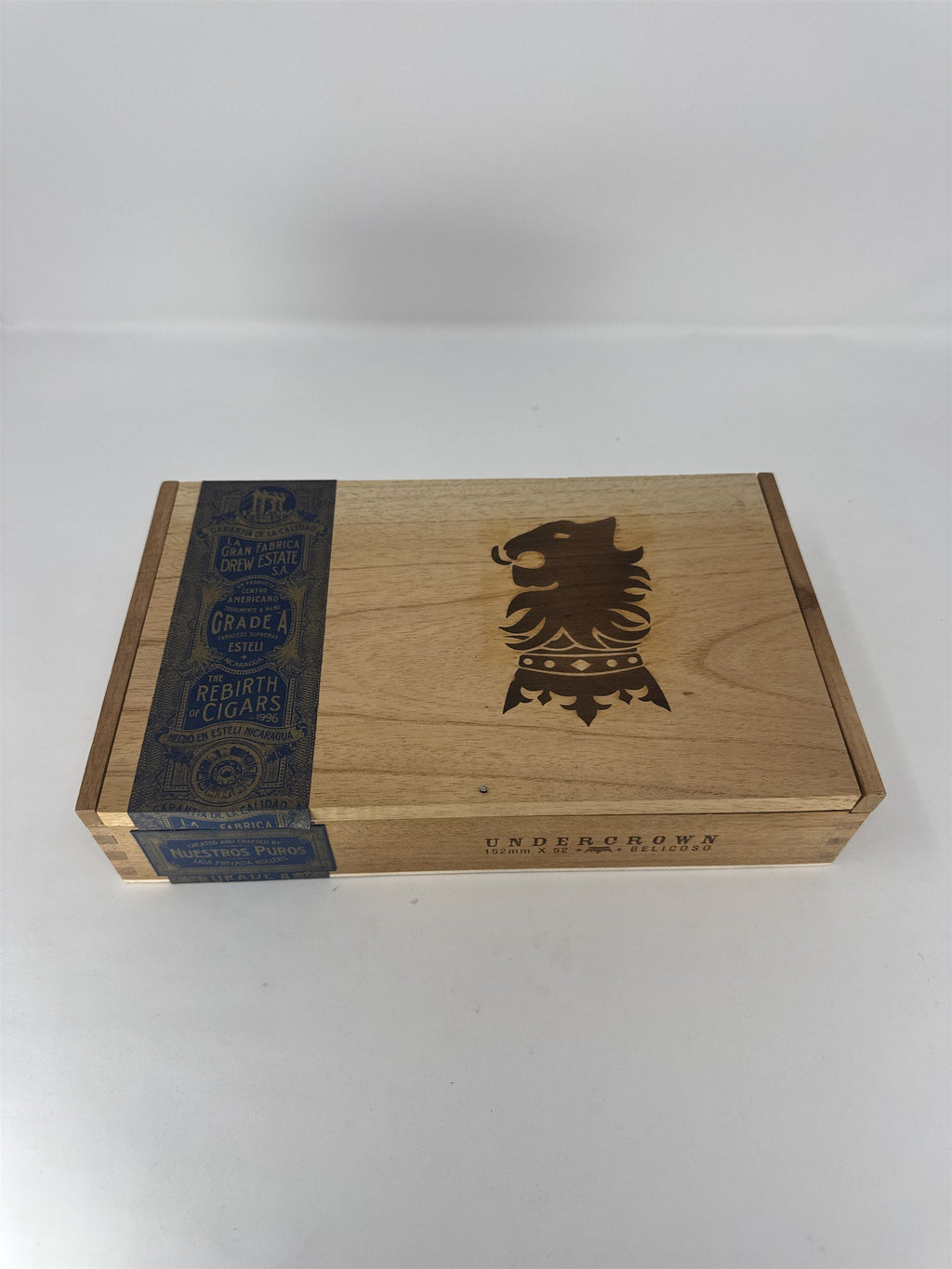 Drew Estate Undercrown Belicoso Empty Wood Cigar Box Lion Logo Storage Craft