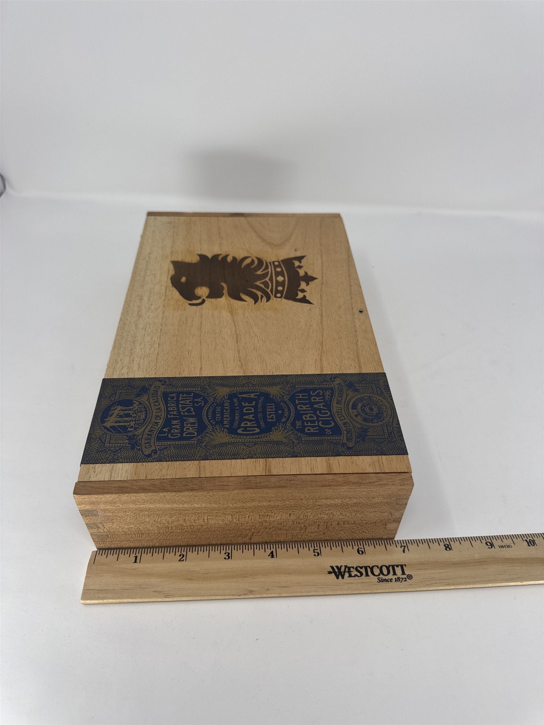 Drew Estate Undercrown Belicoso Empty Wood Cigar Box Lion Logo Storage Craft