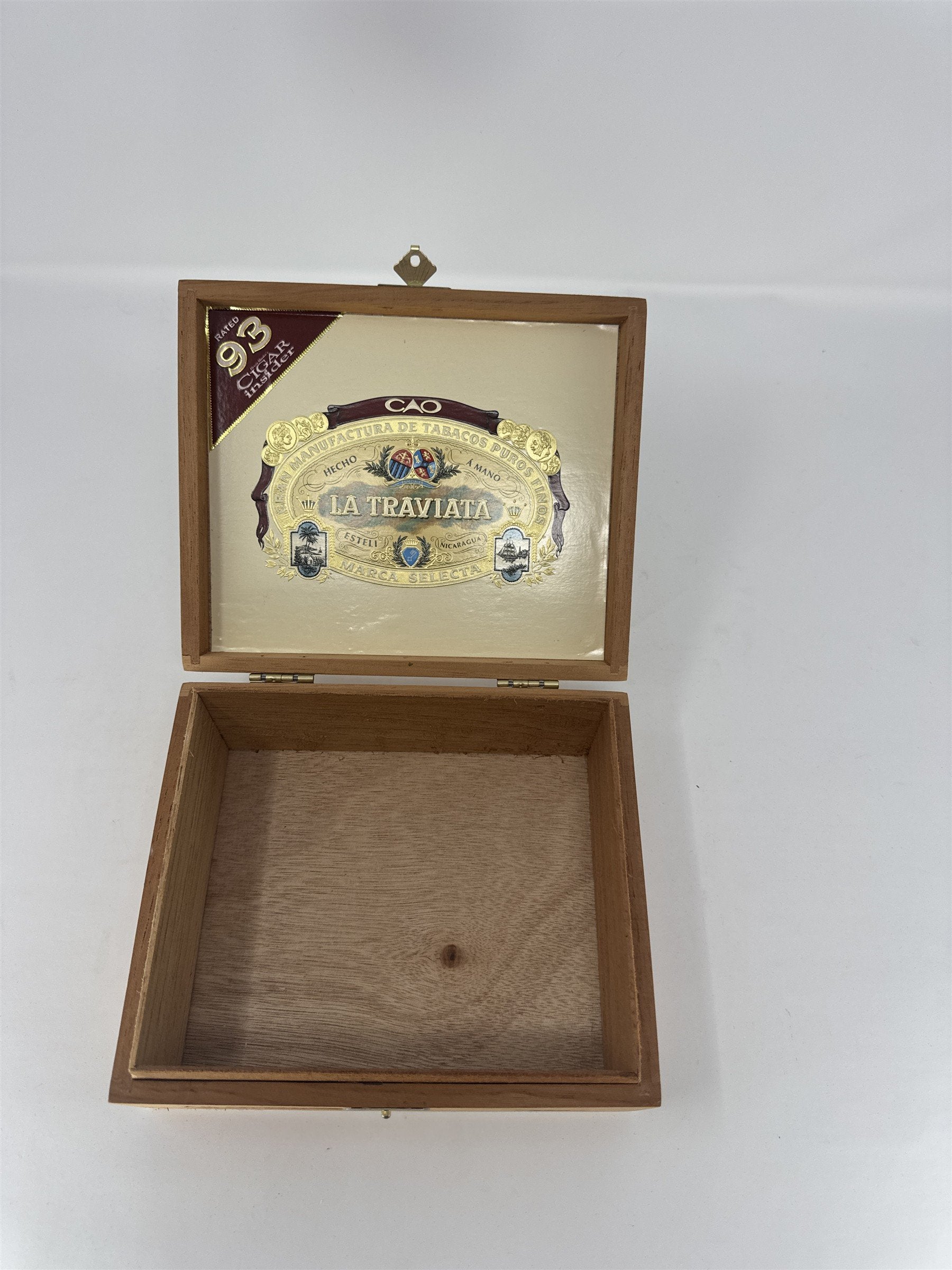 CAO La Traviata Divino Empty Wood Cigar Box 93 Rated Storage Case Decor Craft
