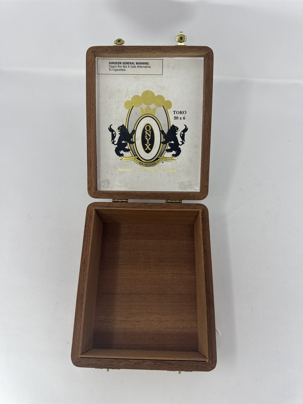 Onyx Reserve Toro Empty Wood Cigar Box Black Lacquer Top Lion Logo Storage Craft