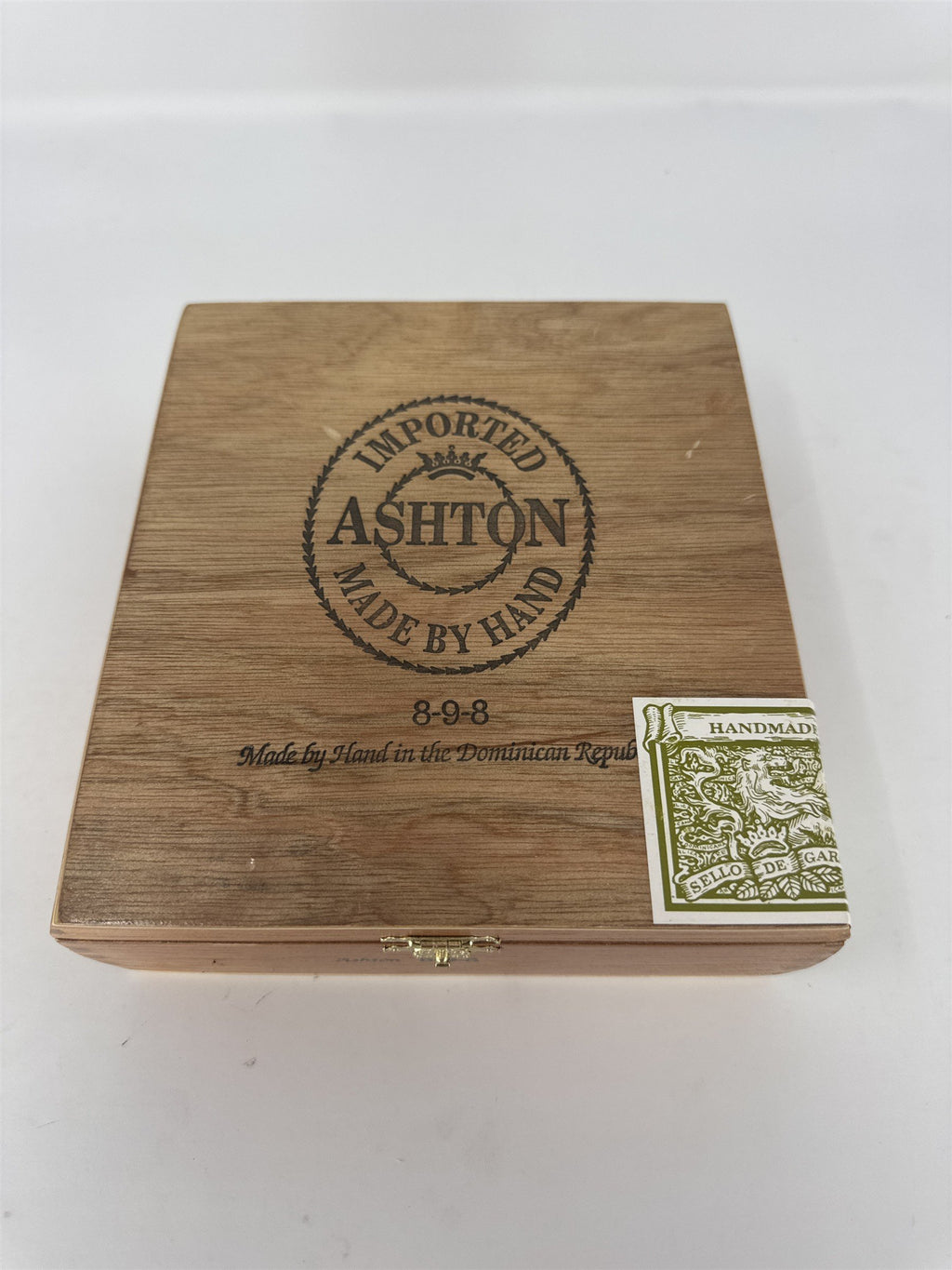 Ashton 8-9-8 Empty Wood Cigar Box Handmade Dominican Republic Storage Craft