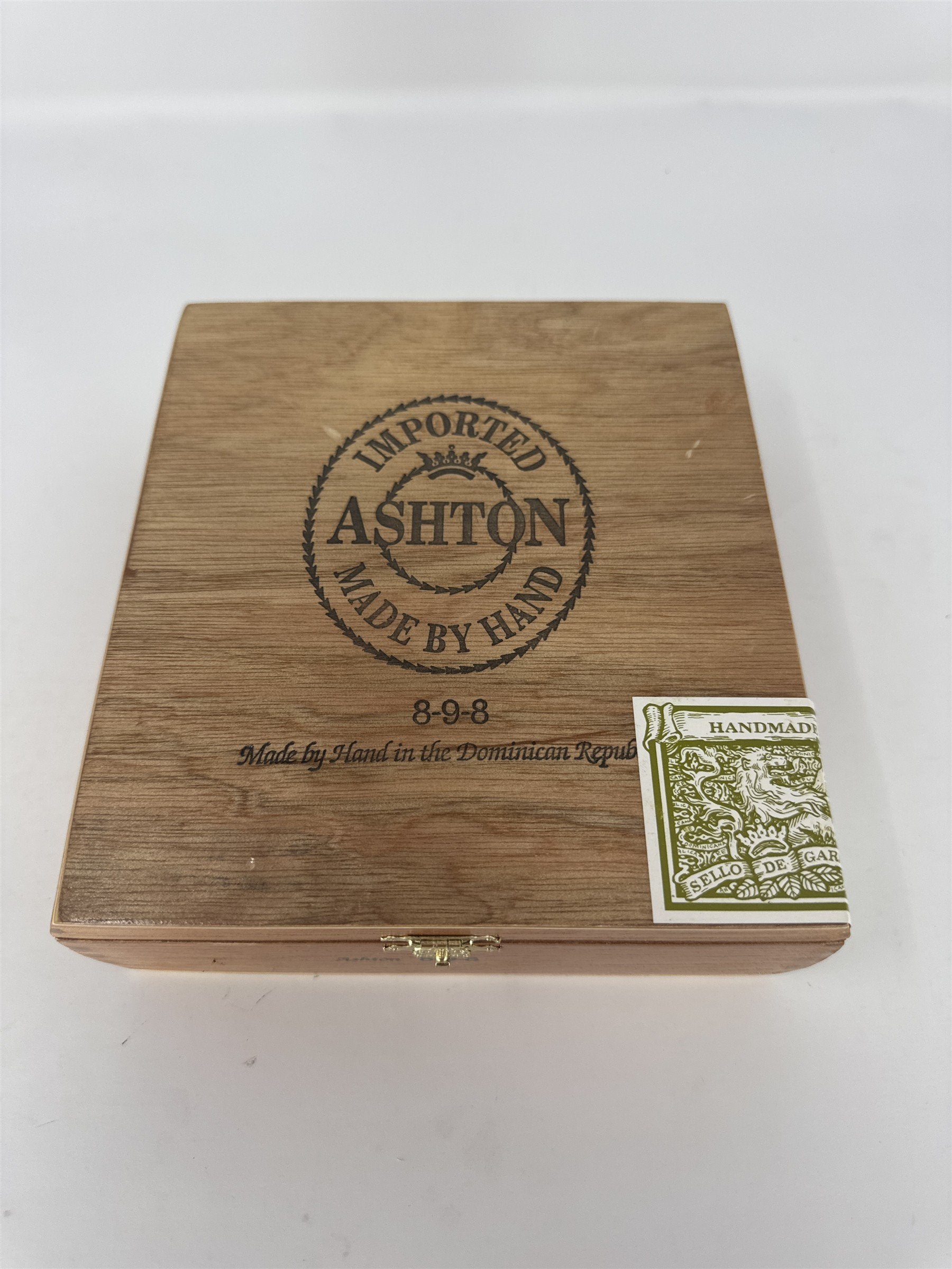 Ashton 8-9-8 Empty Wood Cigar Box Handmade Dominican Republic Storage Craft