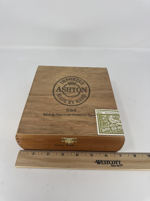 Ashton 8-9-8 Empty Wood Cigar Box Handmade Dominican Republic Storage Craft