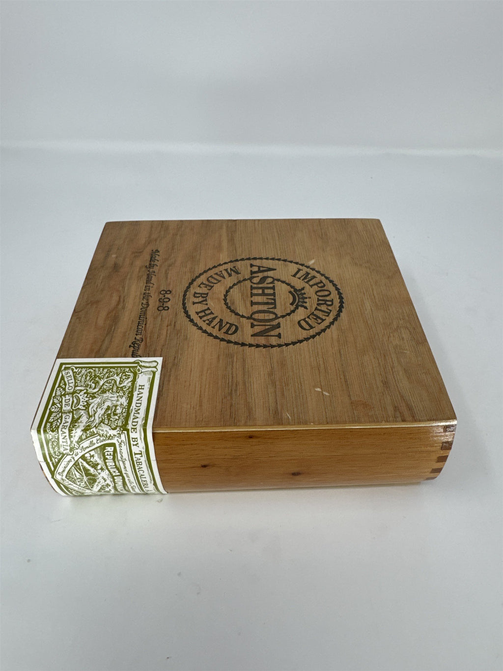 Ashton 8-9-8 Empty Wood Cigar Box Handmade Dominican Republic Storage Craft