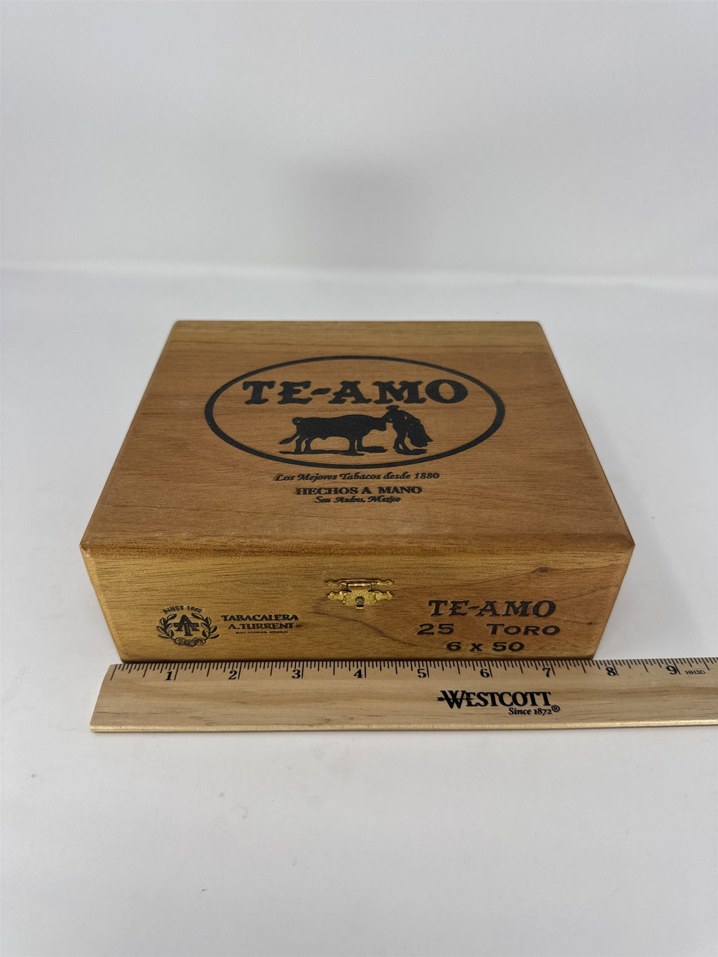 Te-Amo Toro Clasico Empty Wood Cigar Box Mexico Handmade Storage Decor Craft