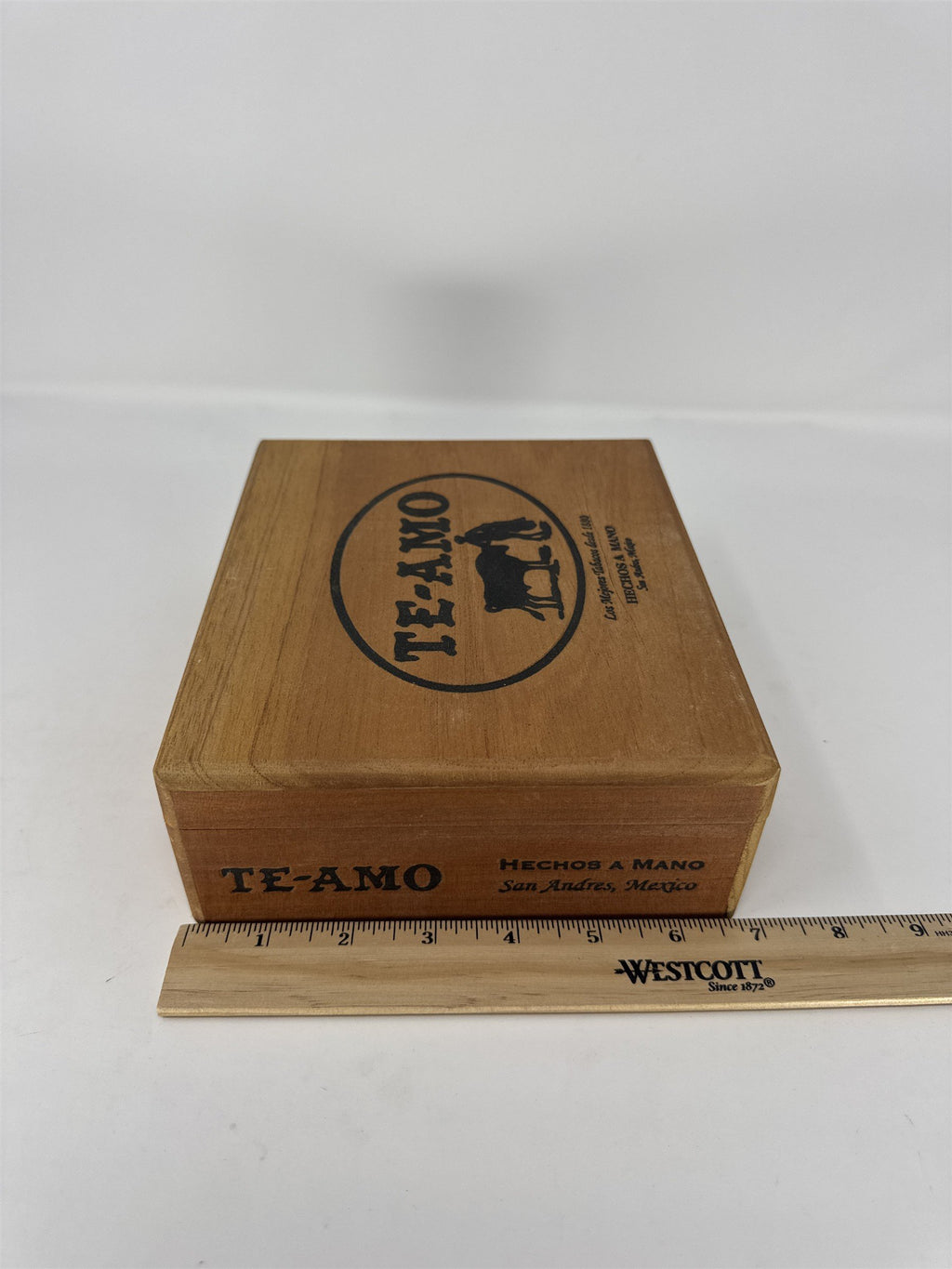 Te-Amo Toro Clasico Empty Wood Cigar Box Mexico Handmade Storage Decor Craft