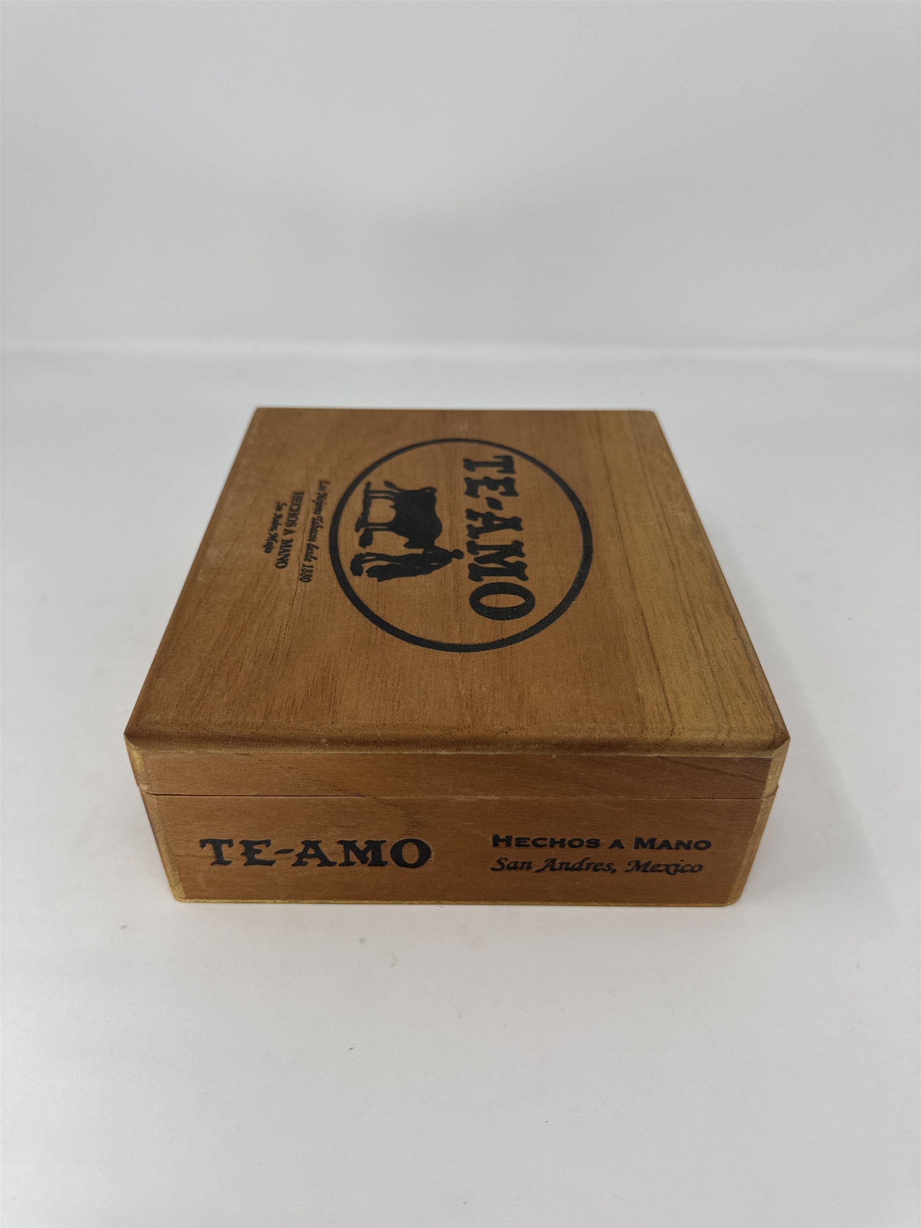 Te-Amo Toro Clasico Empty Wood Cigar Box Mexico Handmade Storage Decor Craft