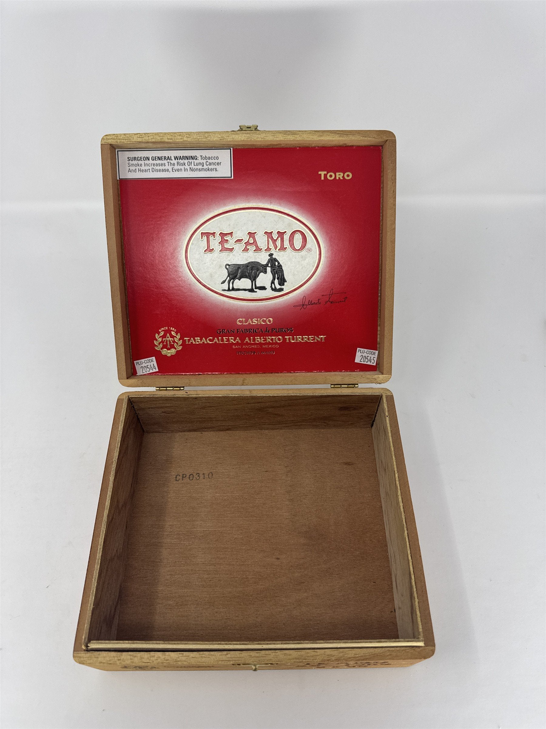 Te-Amo Toro Clasico Empty Wood Cigar Box Mexico Handmade Storage Decor Craft