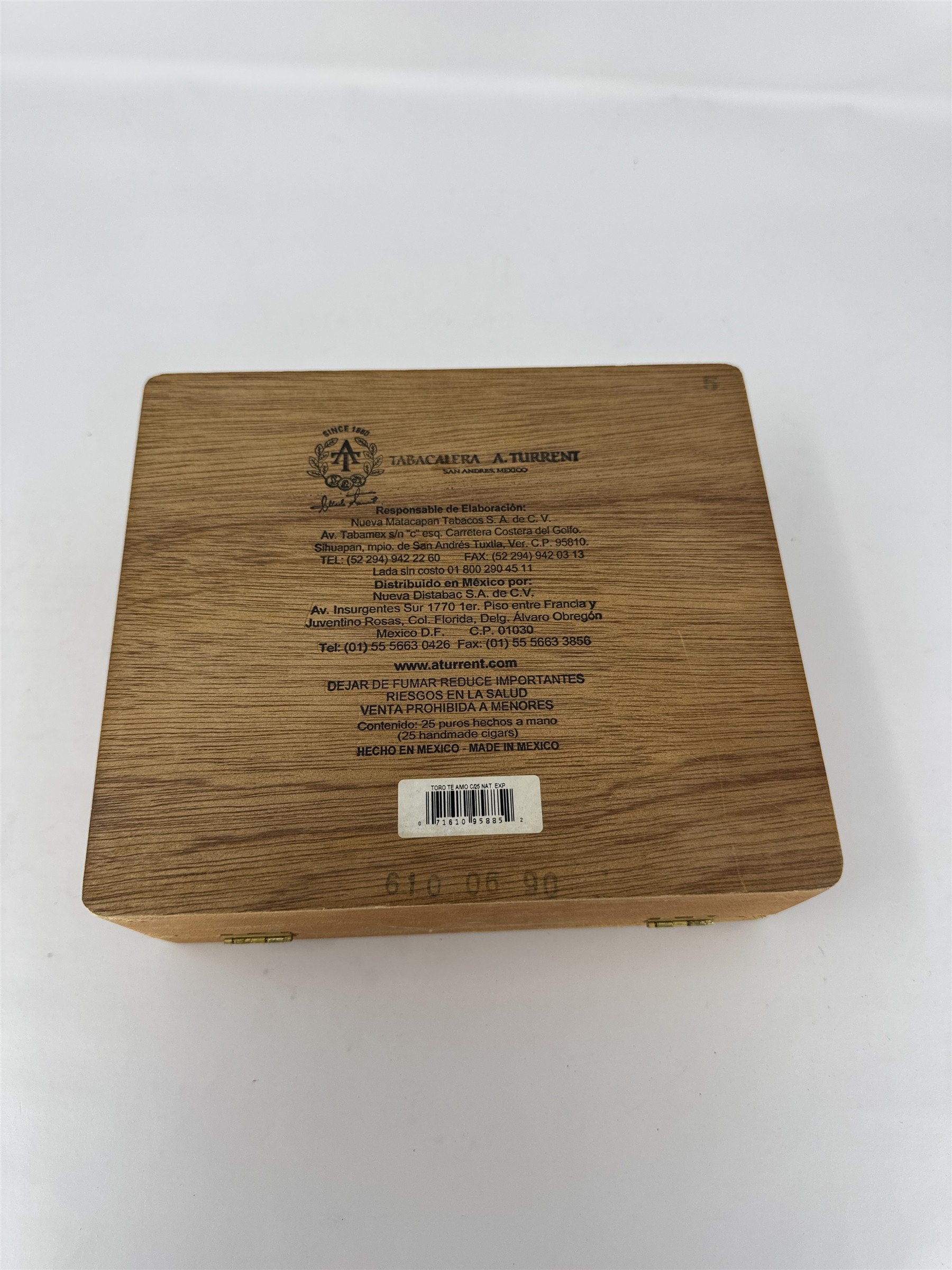 Te-Amo Toro Clasico Empty Wood Cigar Box Mexico Handmade Storage Decor Craft