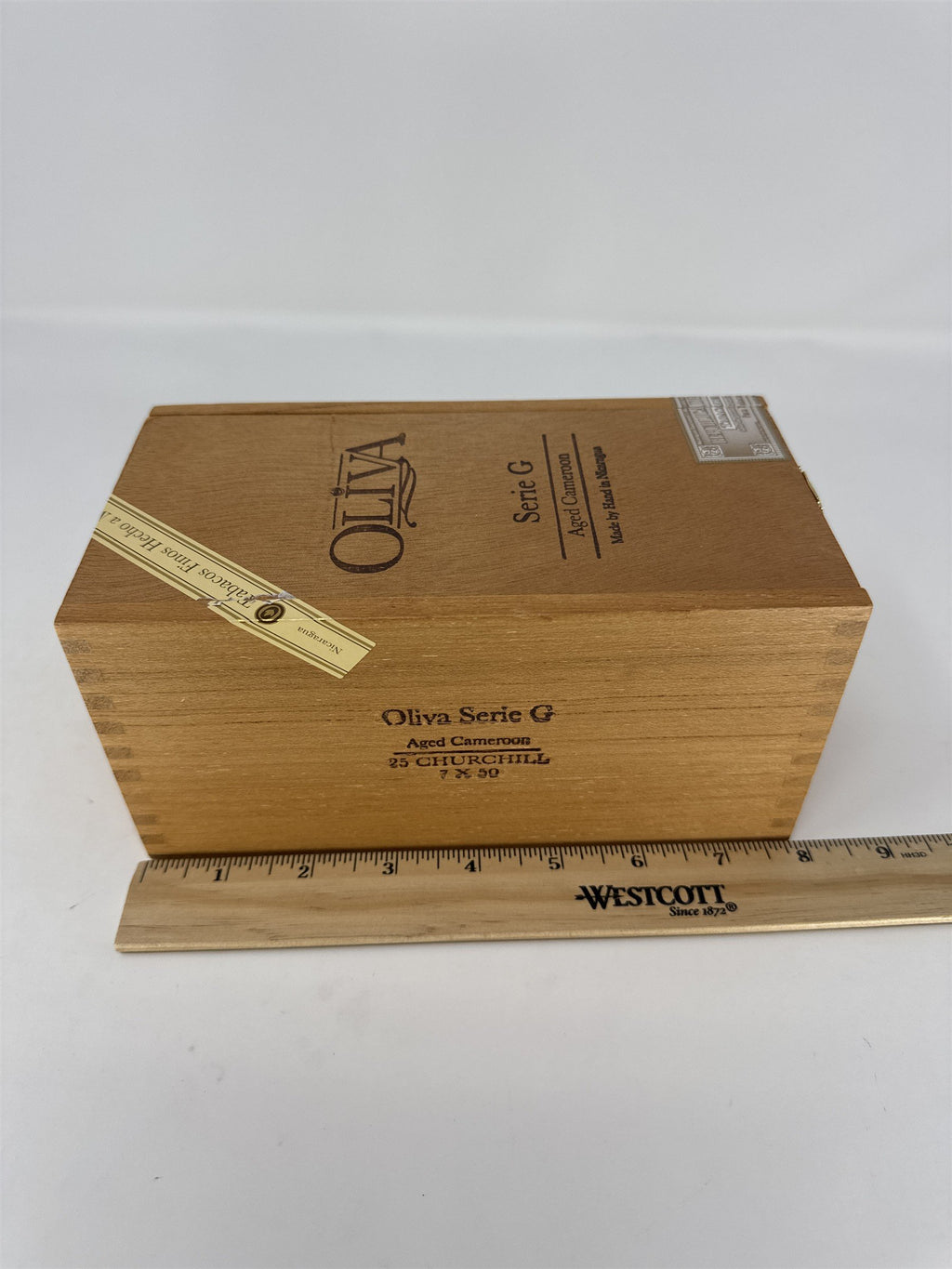 Oliva Serie G Aged Cameroon Churchill Empty Wood Cigar Box Storage Decor Craft