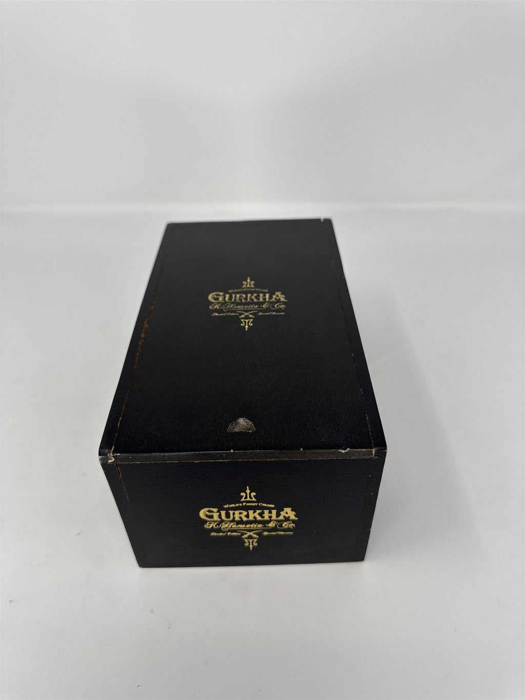Gurkha Evil Churchill Empty Wooden Cigar Box Black Gold Stash Box Storage Craft