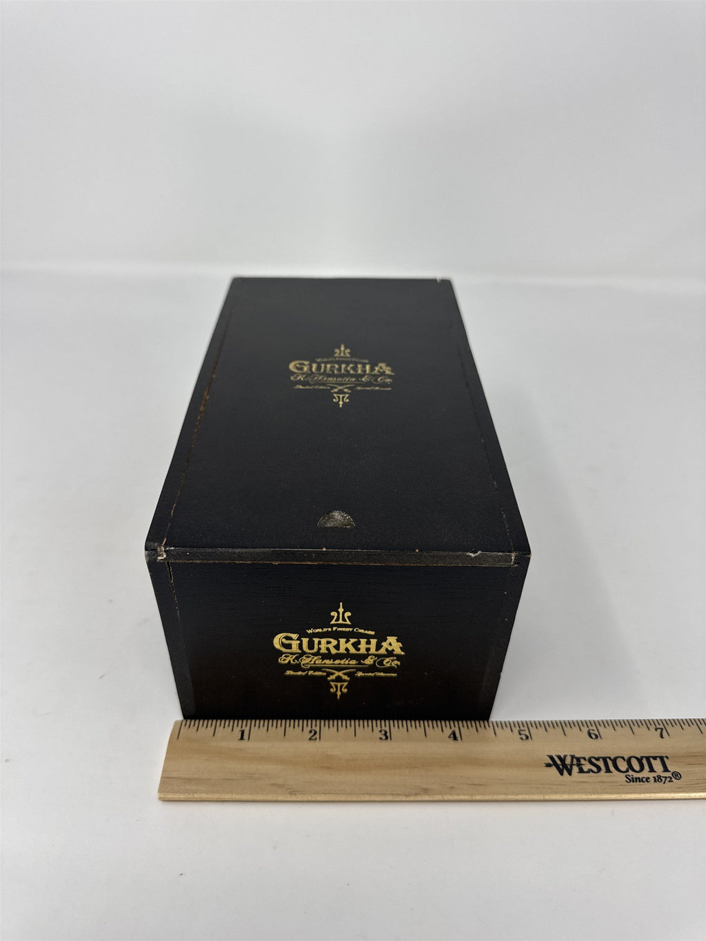 Gurkha Evil Churchill Empty Wooden Cigar Box Black Gold Stash Box Storage Craft