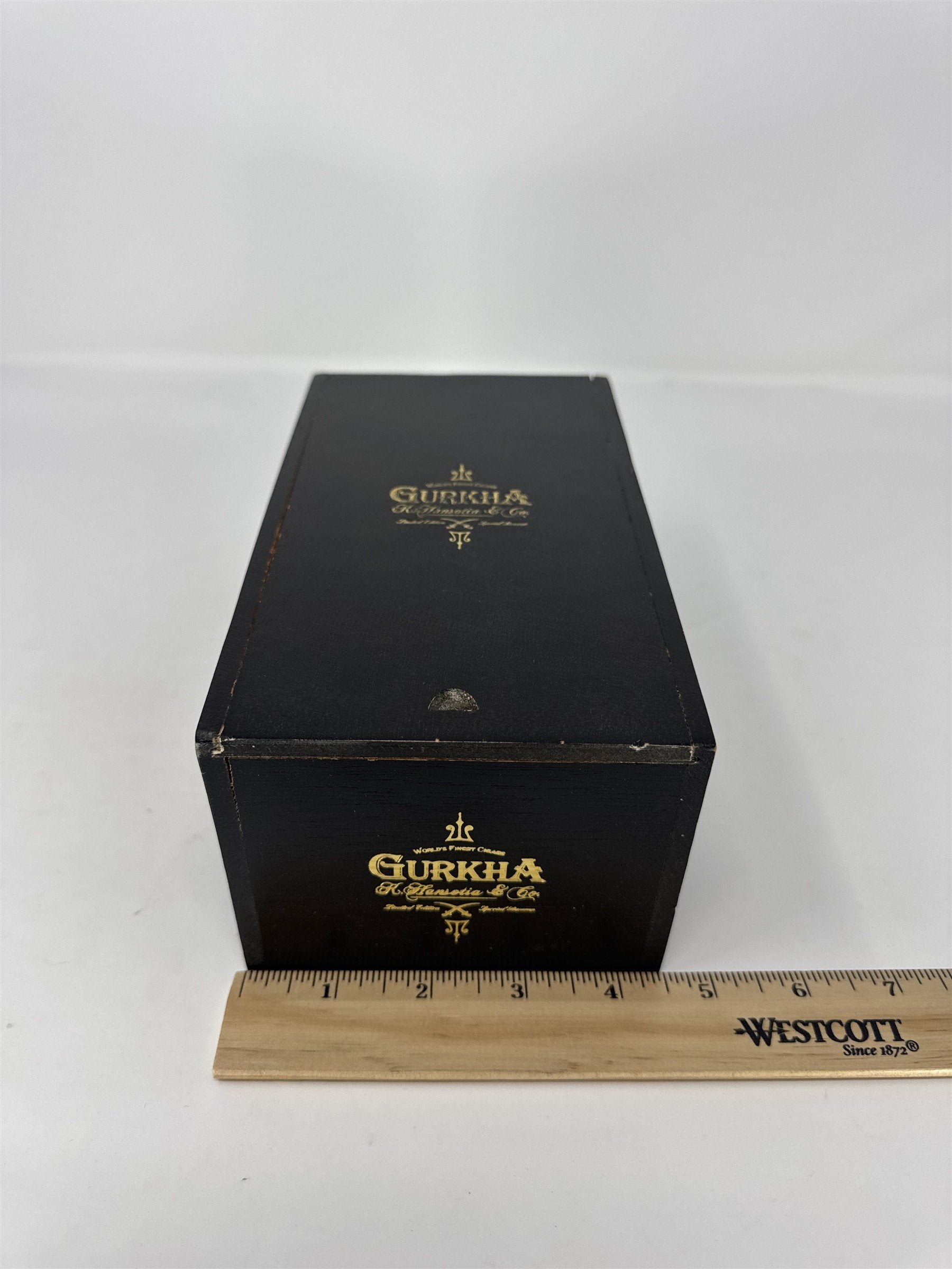 Gurkha Evil Churchill Empty Wooden Cigar Box Black Gold Stash Box Storage Craft