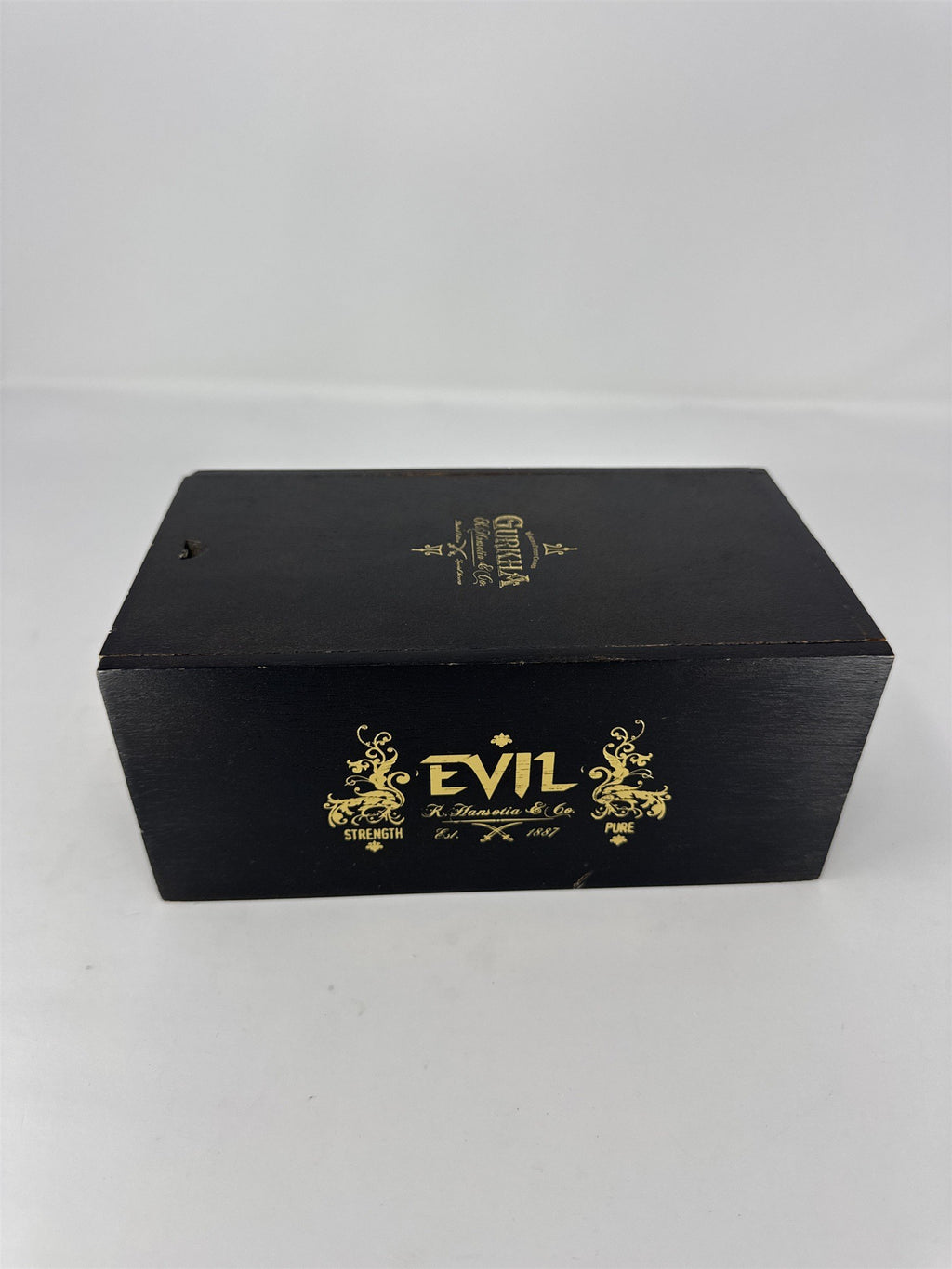Gurkha Evil Churchill Empty Wooden Cigar Box Black Gold Stash Box Storage Craft