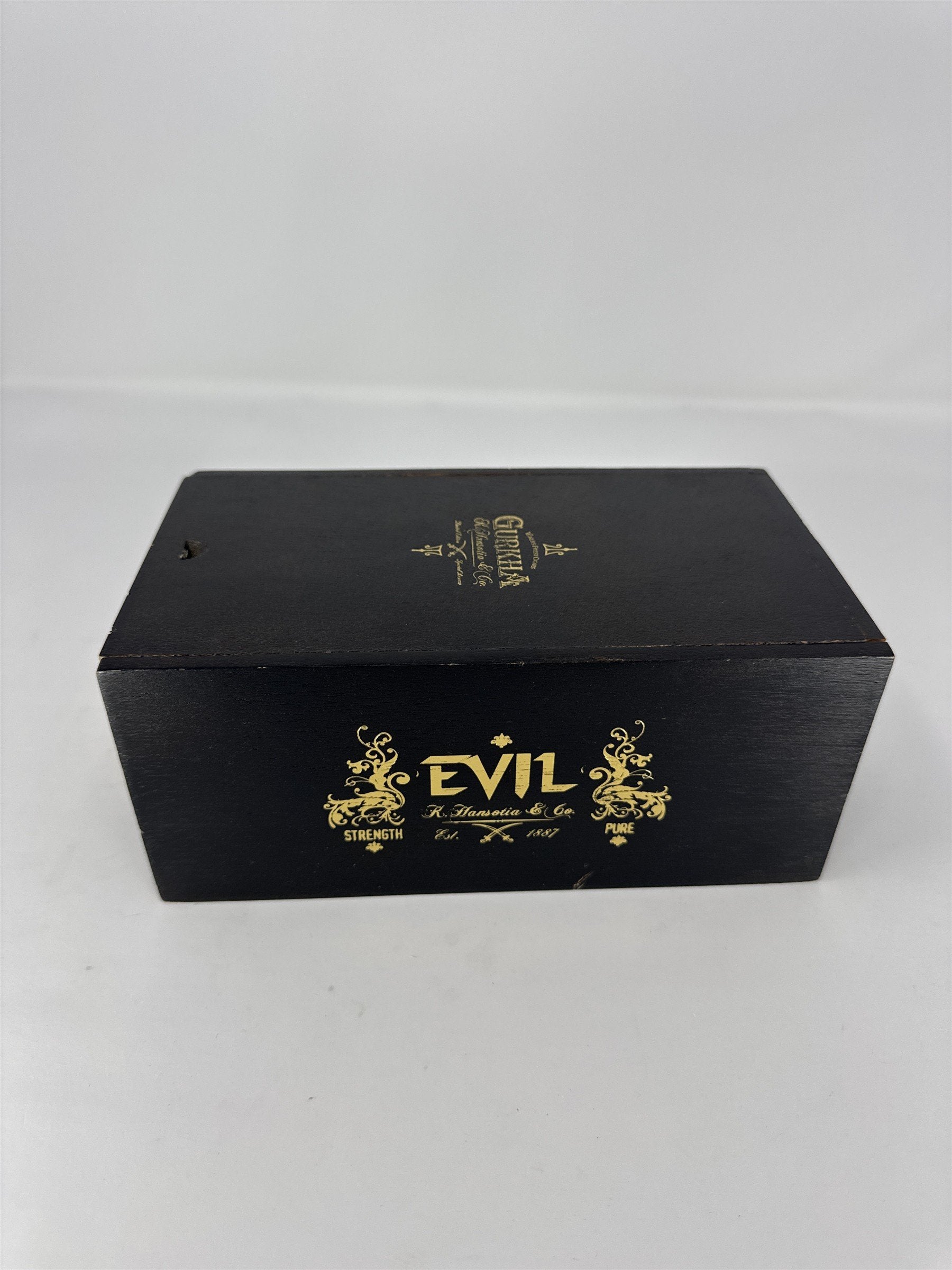 Gurkha Evil Churchill Empty Wooden Cigar Box Black Gold Stash Box Storage Craft