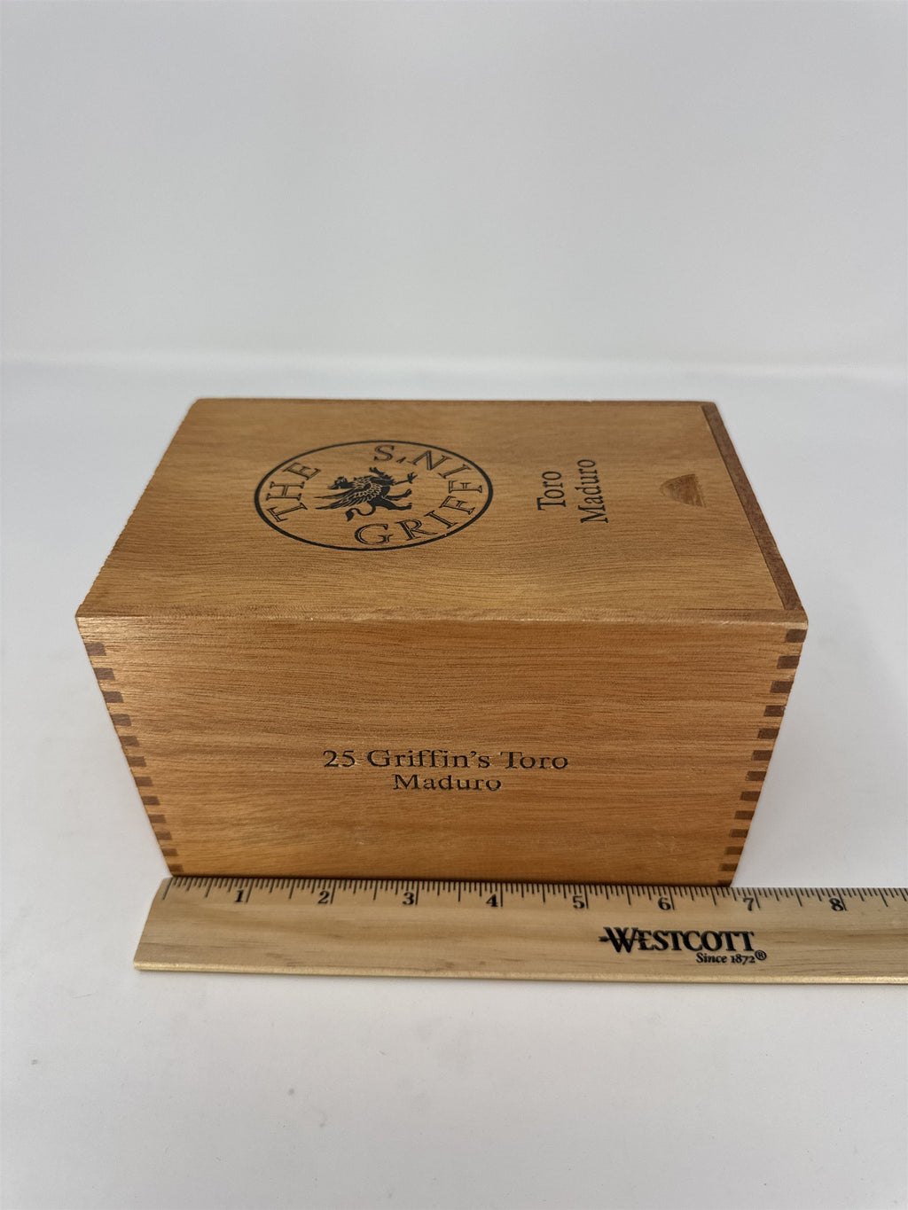 The Griffins Toro Maduro Empty Wood Cigar Box Slide Top Storage Craft Decor