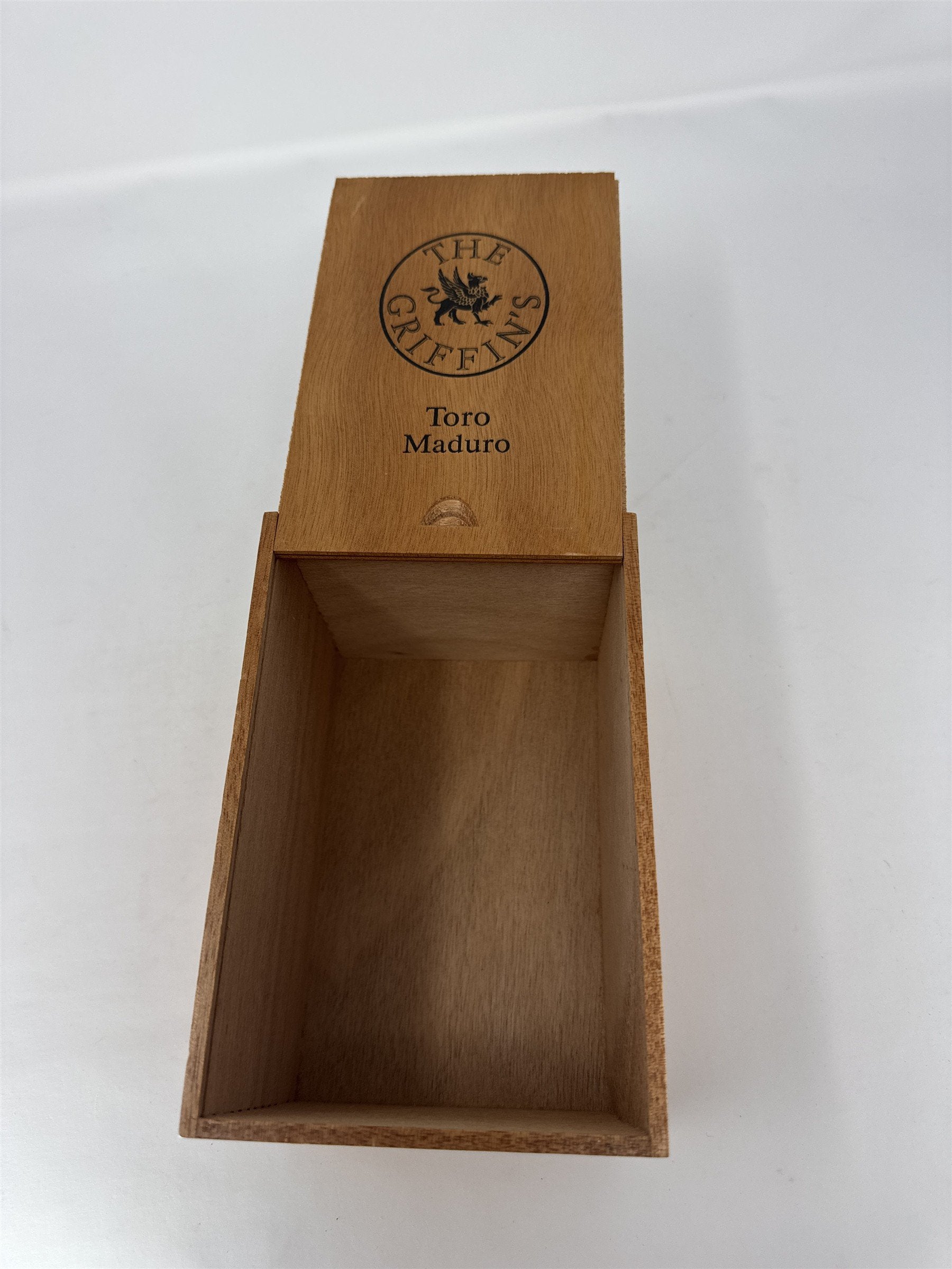 The Griffins Toro Maduro Empty Wood Cigar Box Slide Top Storage Craft Decor