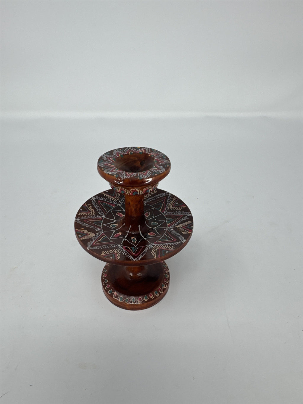 Hand Painted Wooden Egg Holder Stand Decorative Folk Art Display Carved Wood