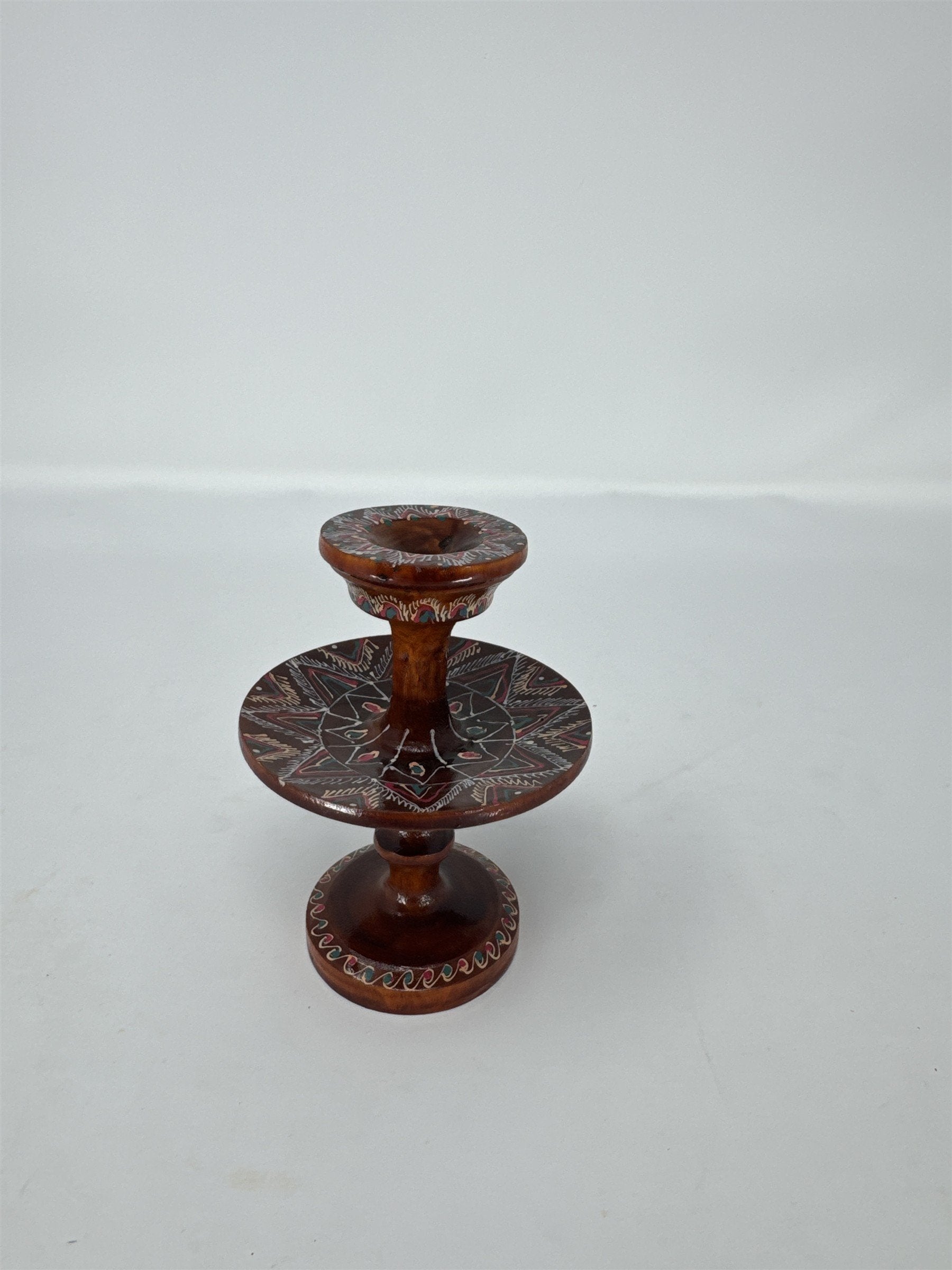 Hand Painted Wooden Egg Holder Stand Decorative Folk Art Display Carved Wood