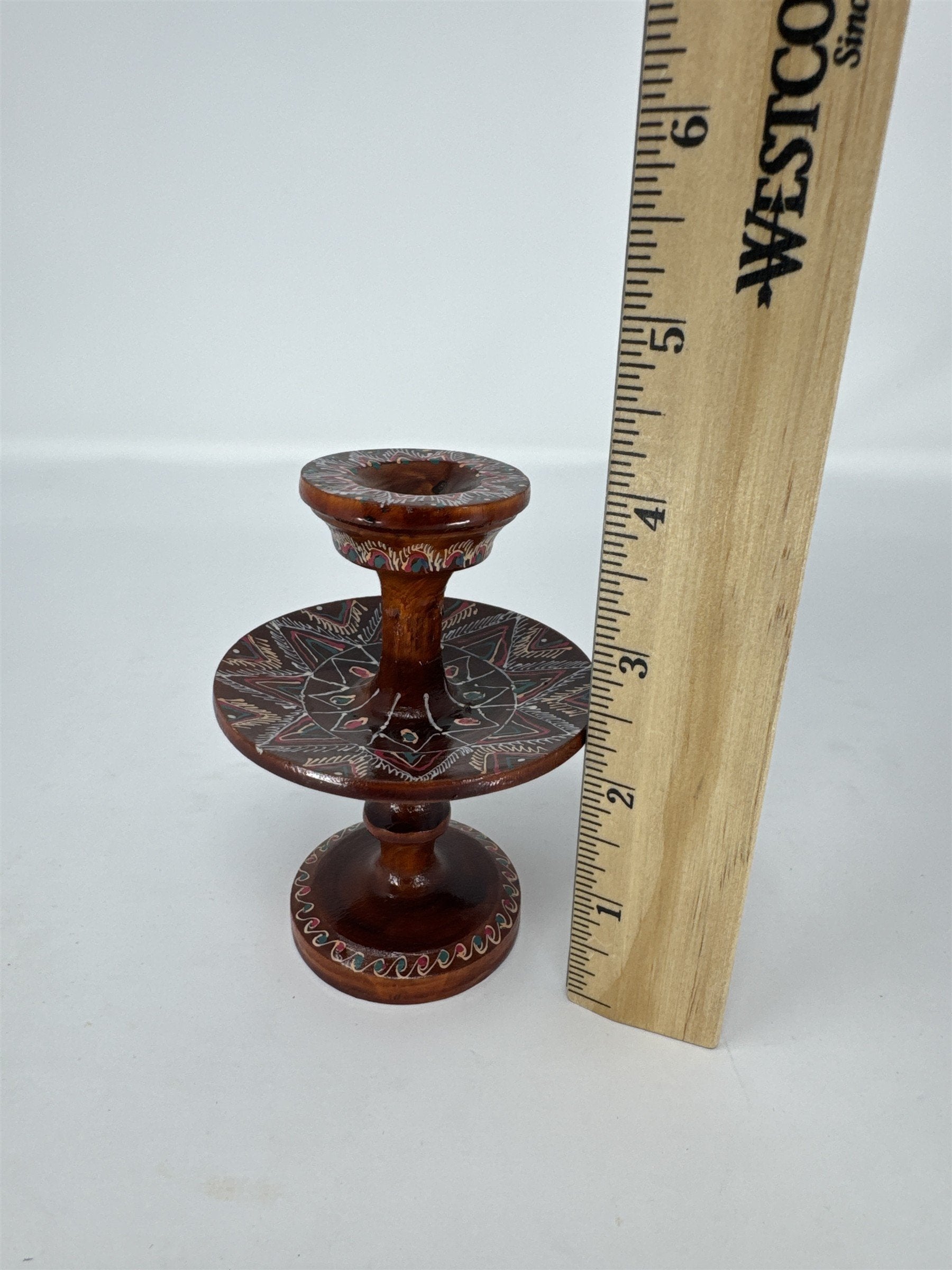 Hand Painted Wooden Egg Holder Stand Decorative Folk Art Display Carved Wood
