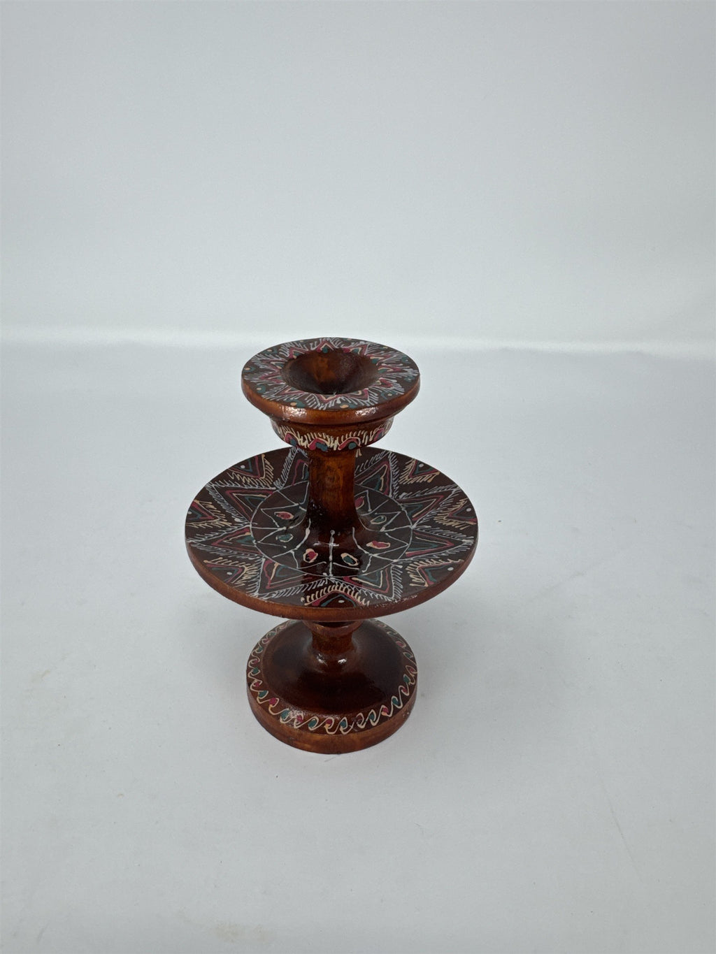 Hand Painted Wooden Egg Holder Stand Decorative Folk Art Display Carved Wood