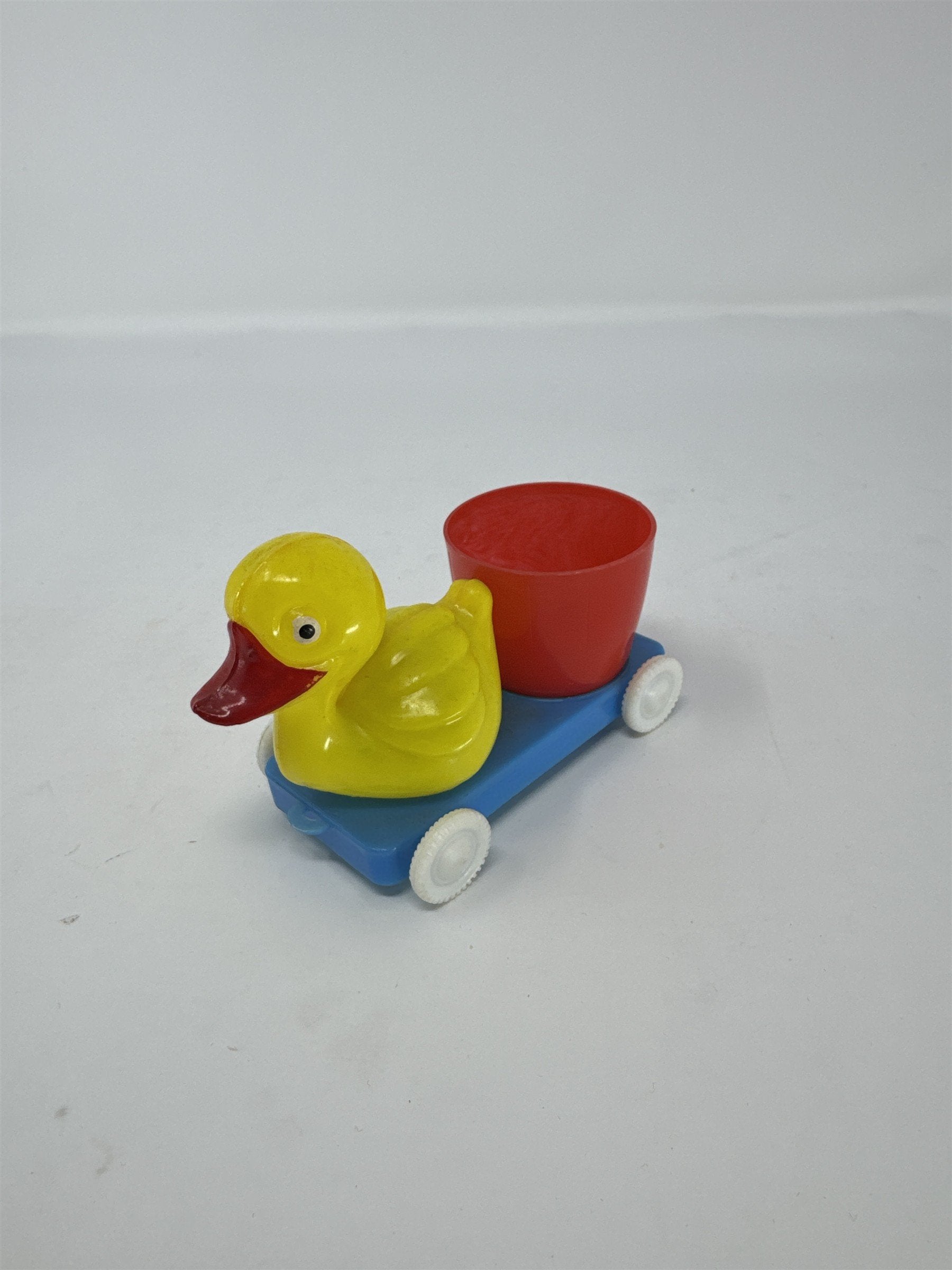 Vintage Hong Kong Hard Plastic Duck in Flower Pot Toy Kitsch Easter Decoration