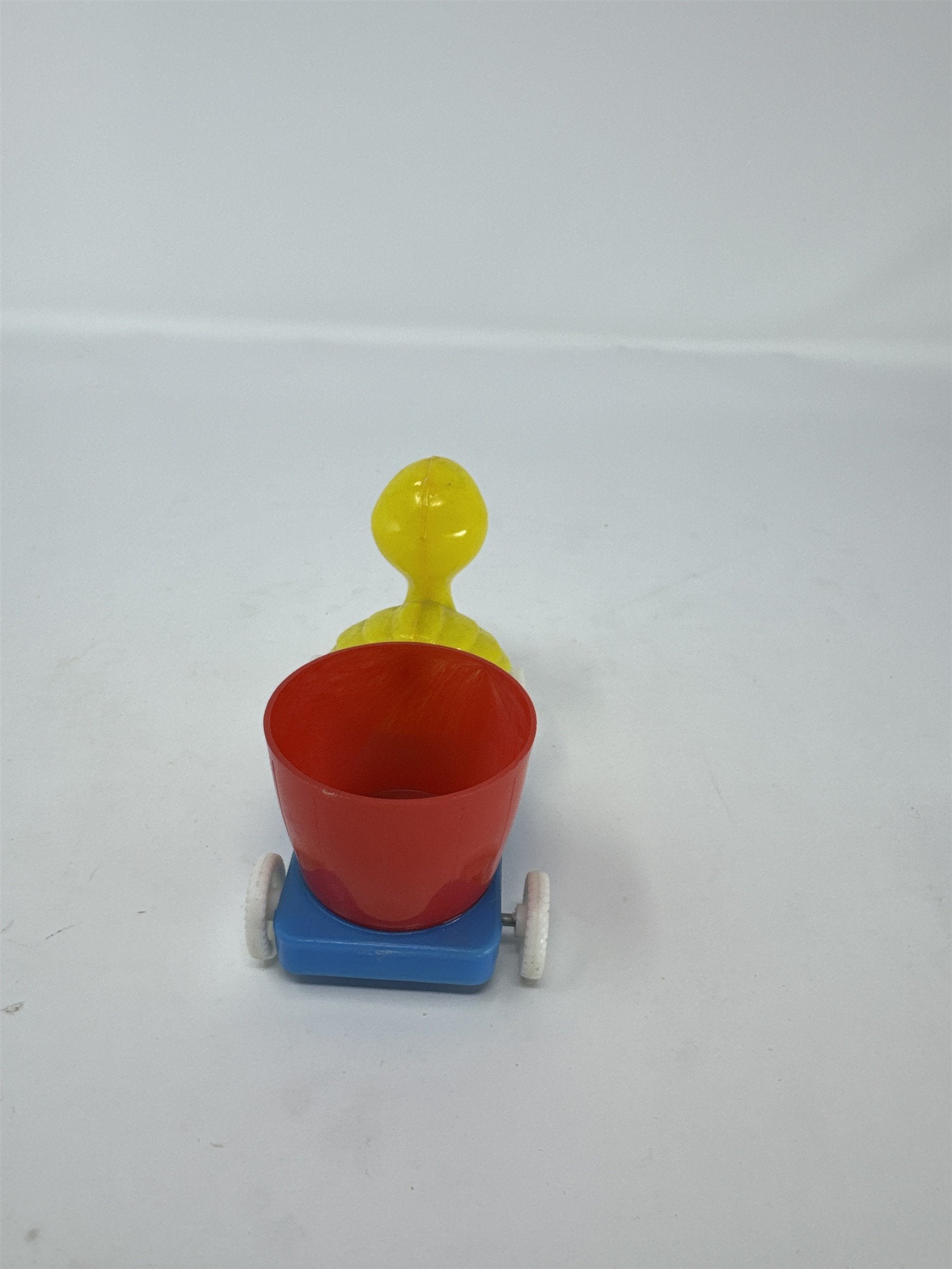 Vintage Hong Kong Hard Plastic Duck in Flower Pot Toy Kitsch Easter Decoration