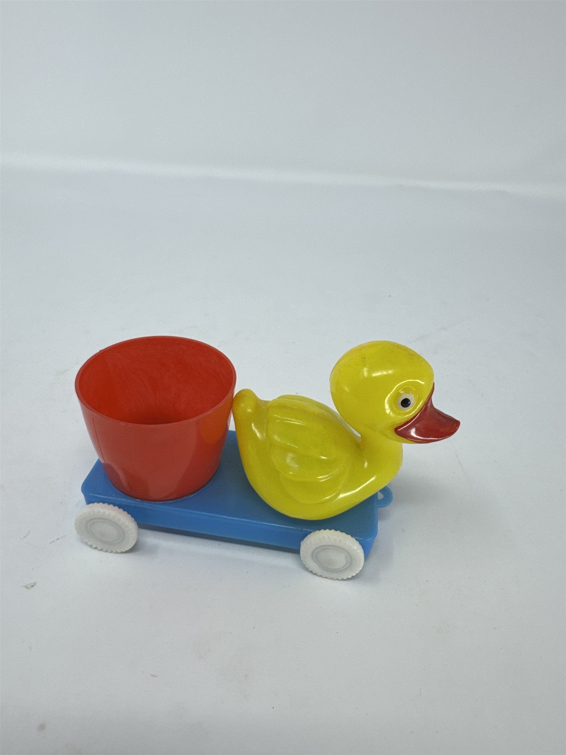 Vintage Hong Kong Hard Plastic Duck in Flower Pot Toy Kitsch Easter Decoration