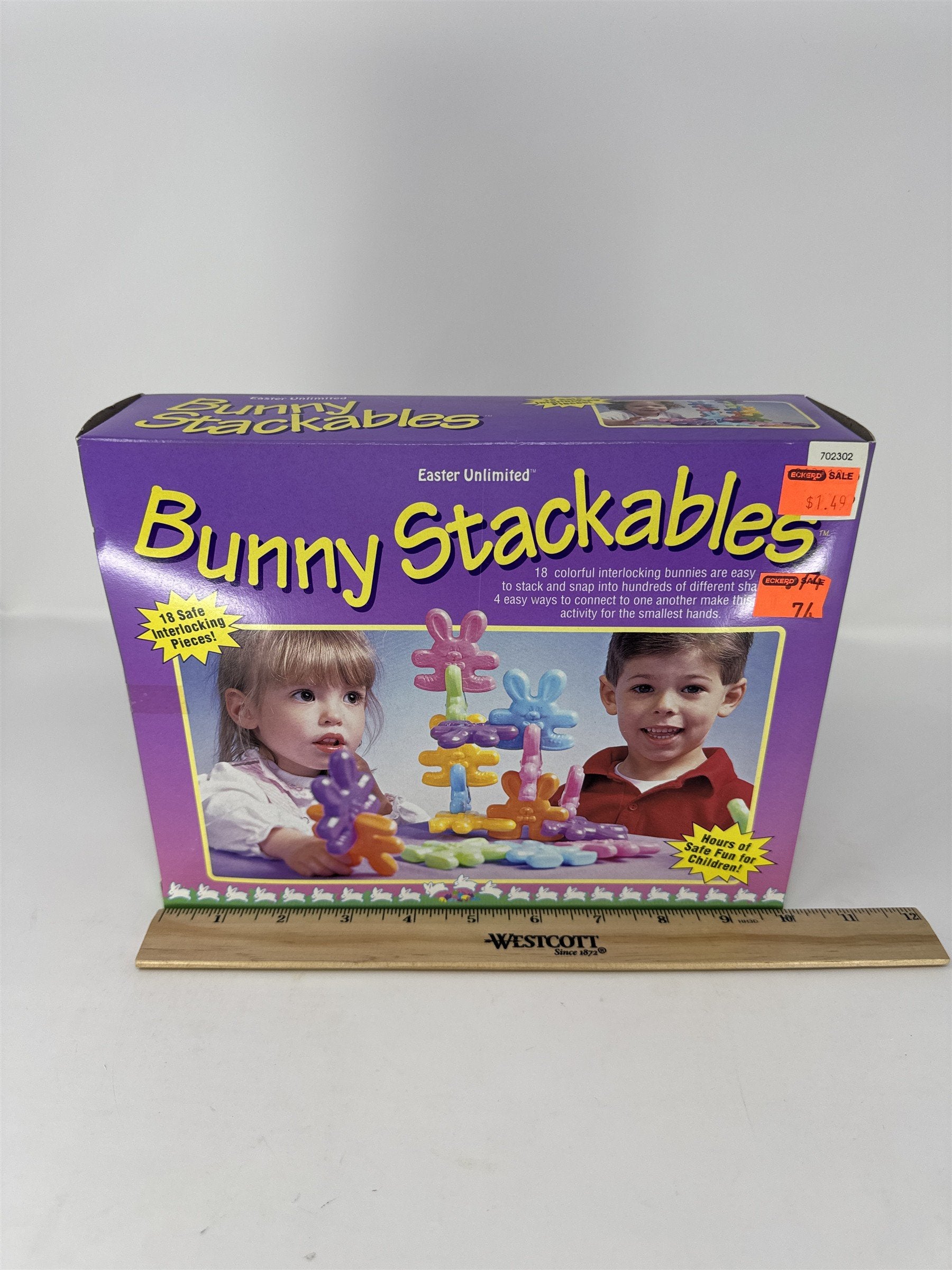 Vintage Easter Unlimited Bunny Stackables Childrens Toy 18 Interlocking Pieces