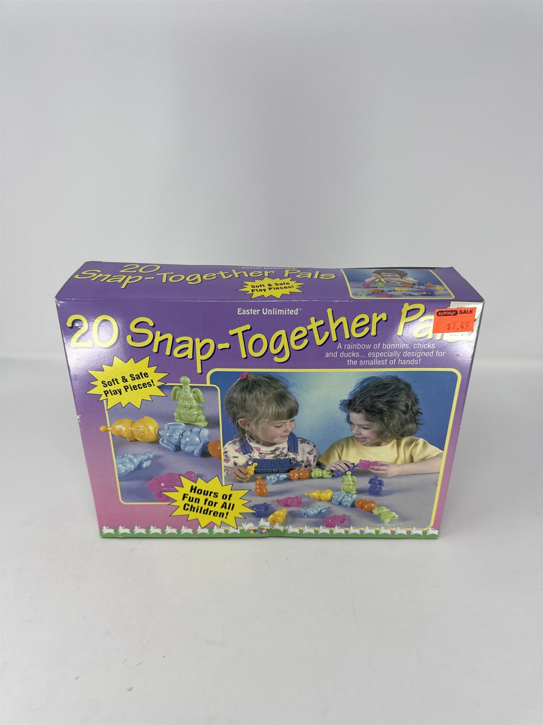 Vintage Easter Unlimited Snap Together Pals 20pc Bunnies Chicks Ducks Toy Kids