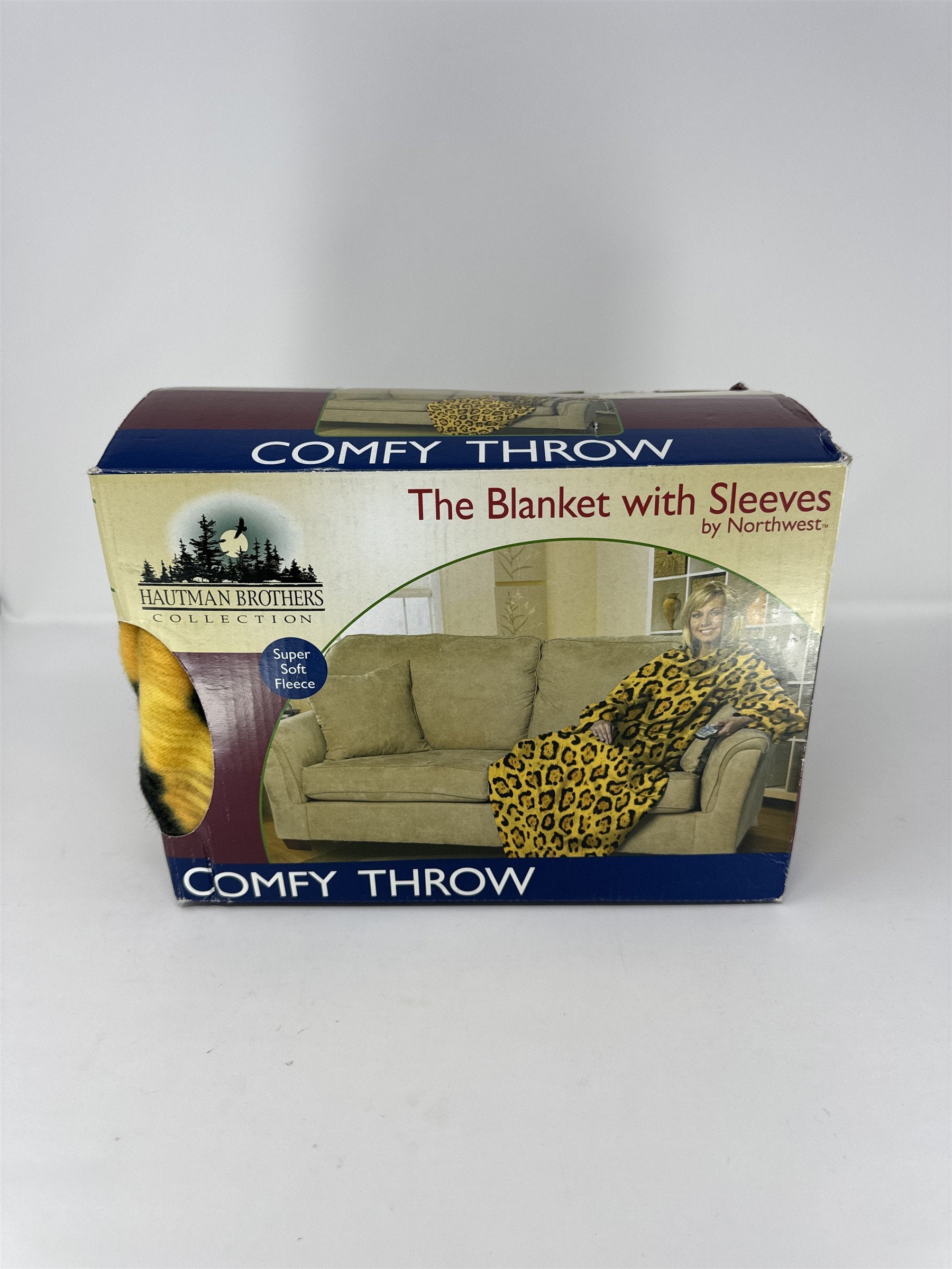 Hautman Brothers Collection Comfy Throw Blanket with Sleeves Leopard Fleece