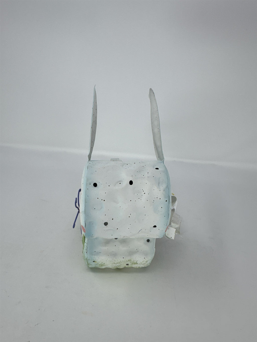 Vintage Home Interiors Metal Easter Bunny Votive Candle Holder Floral Mesh Tin