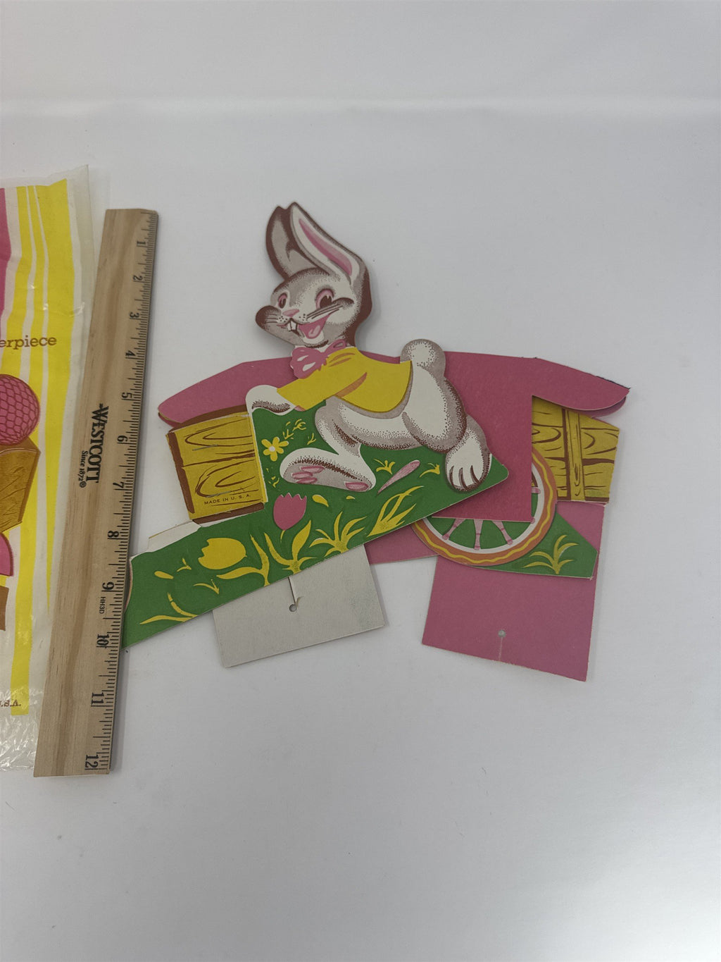 Vintage Beistle Easter Bunny Cart Centerpiece 3D Art-Tissue Eggs Novelty Toy
