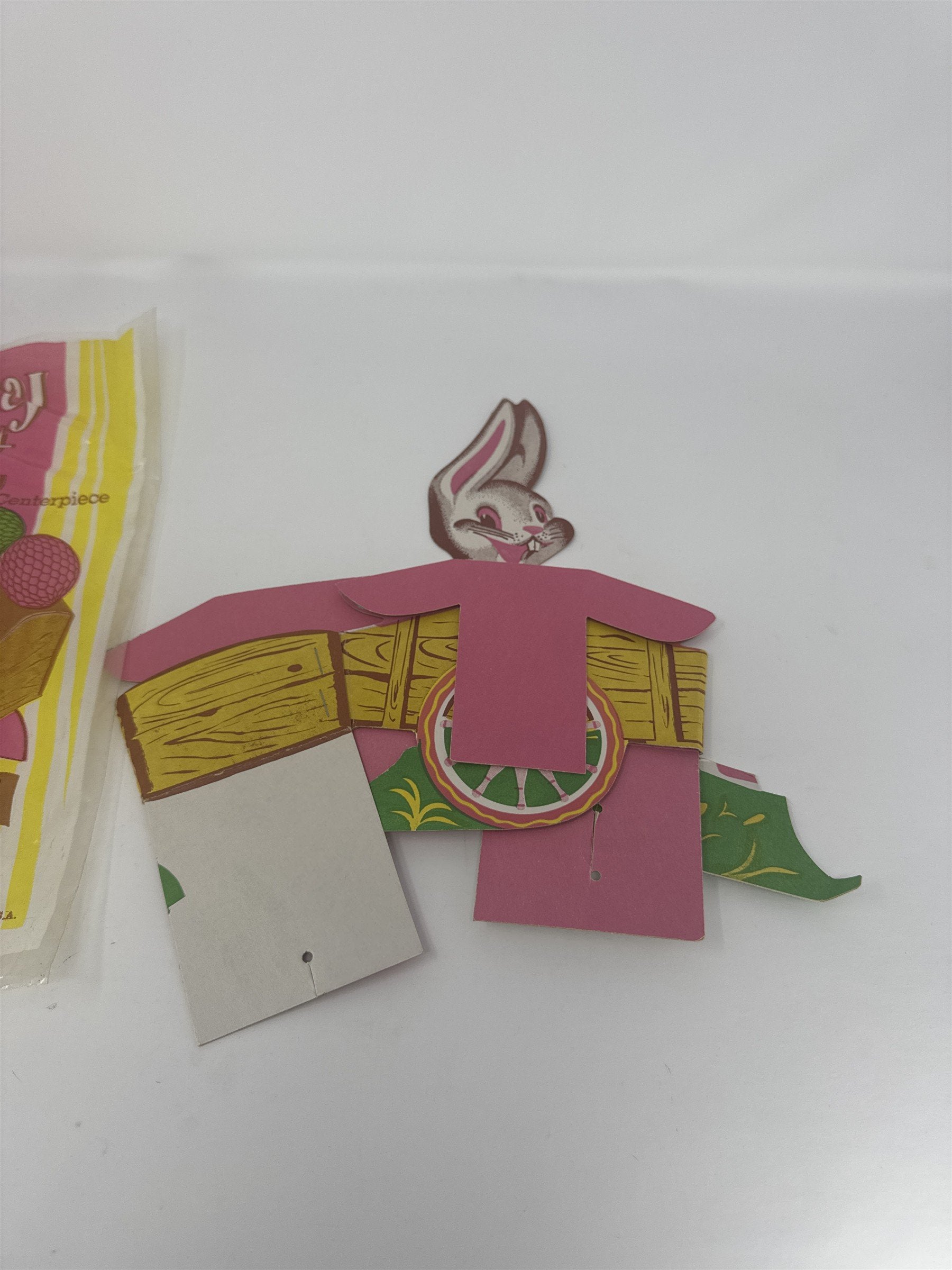 Vintage Beistle Easter Bunny Cart Centerpiece 3D Art-Tissue Eggs Novelty Toy