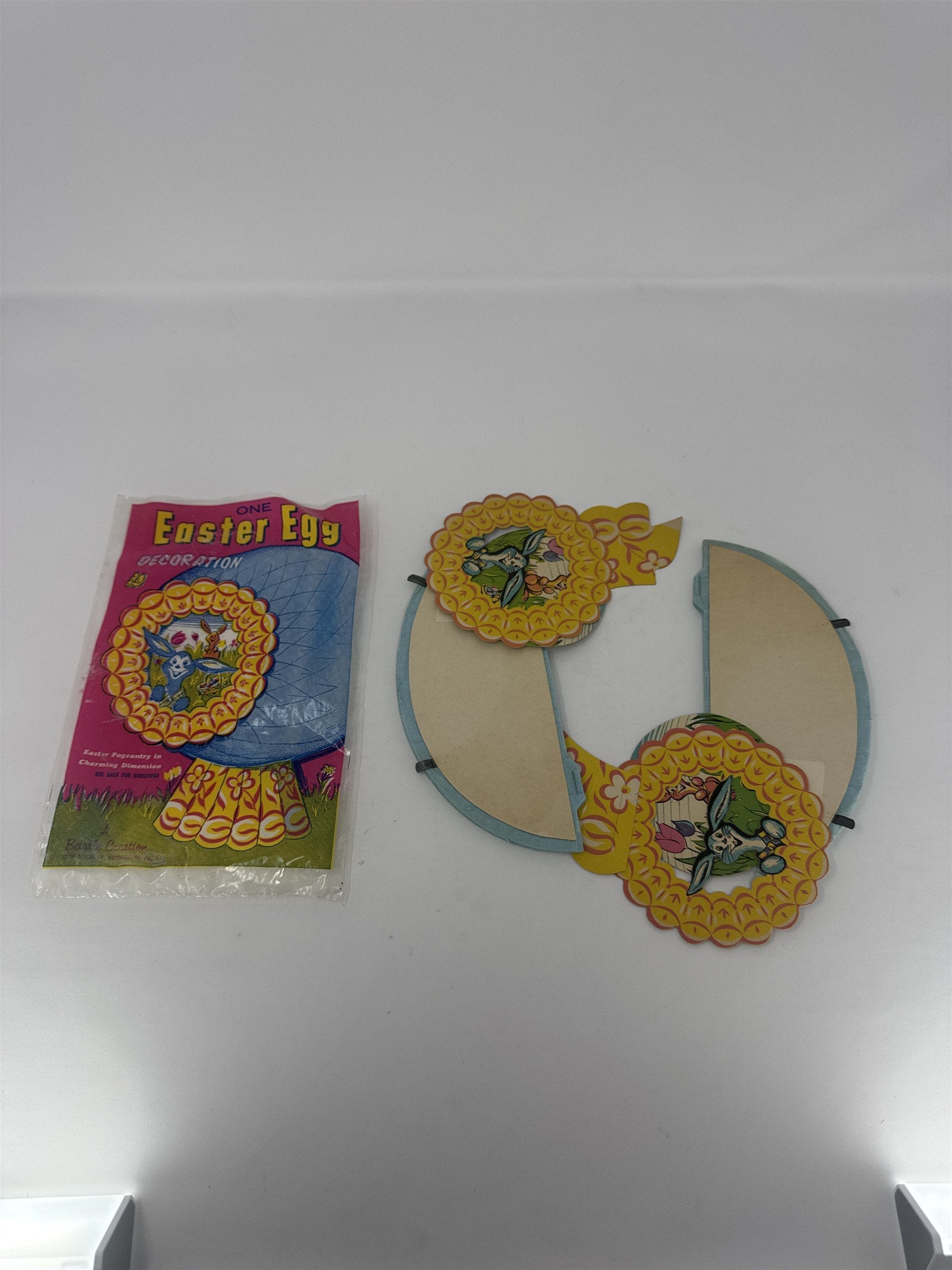 Vintage Beistle Easter Egg Decoration 3D Art-Tissue Large Honeycomb Blue Egg